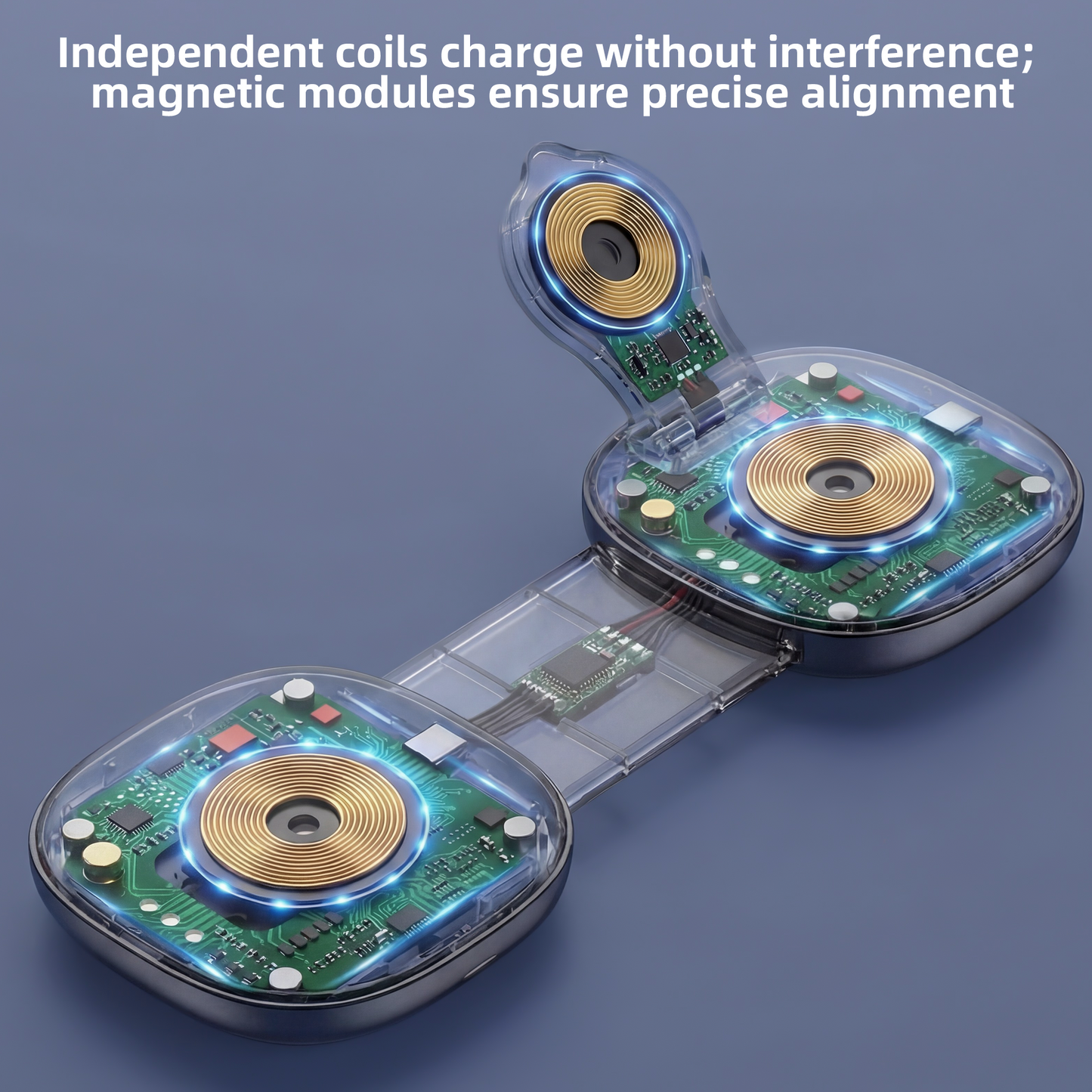 3-in-1 Foldable Magnetic Wireless Charger, Fast Charging Station with Independent Coils, Super Strong Magnetic Hold – Black