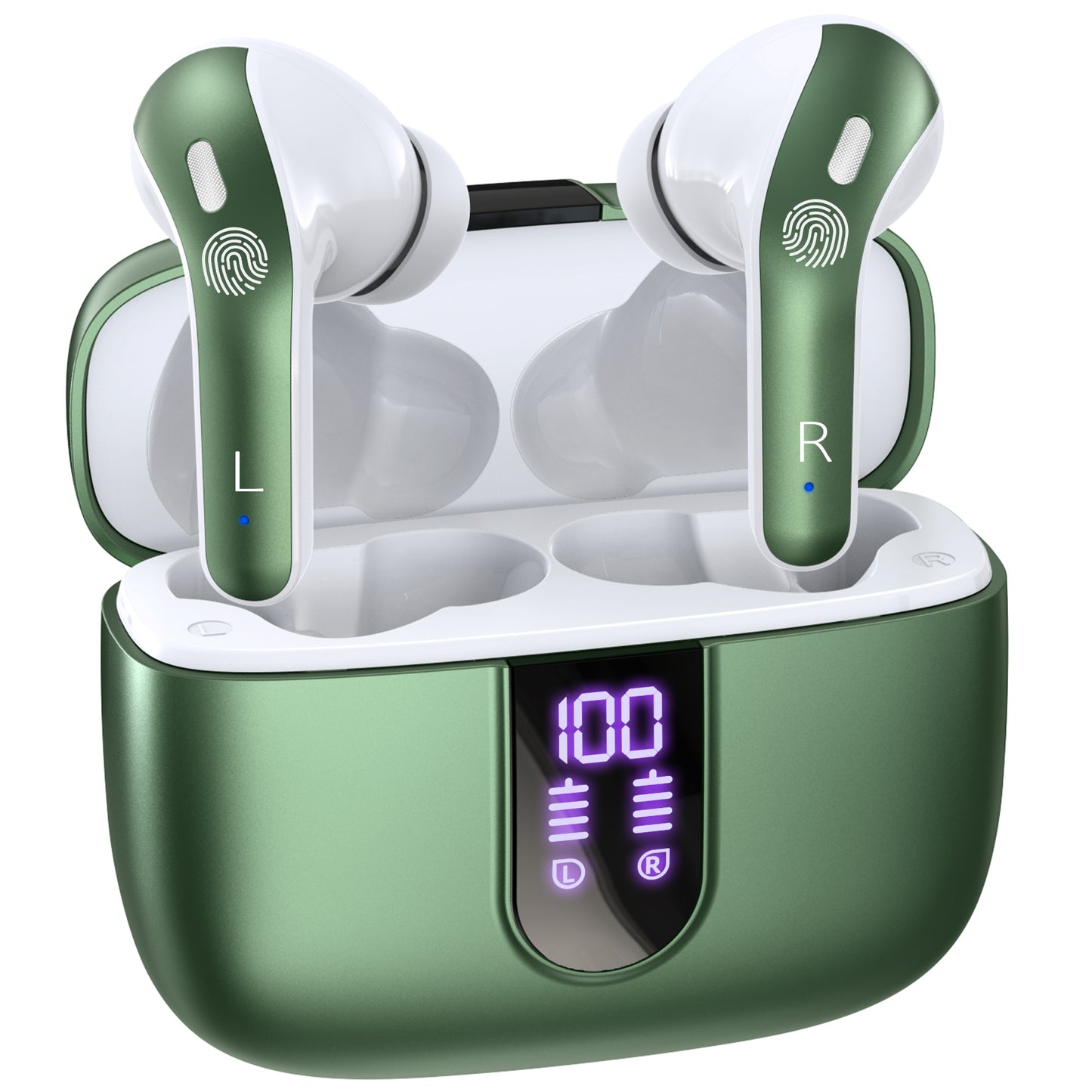 VEATOOL Bluetooth Headphones True Wireless Earbuds 60H Playback LED Power Display Earphones with Wireless Charging Case IPX7 Waterproof in-Ear Earbuds with Mic for TV Smart Phone Computer Laptop