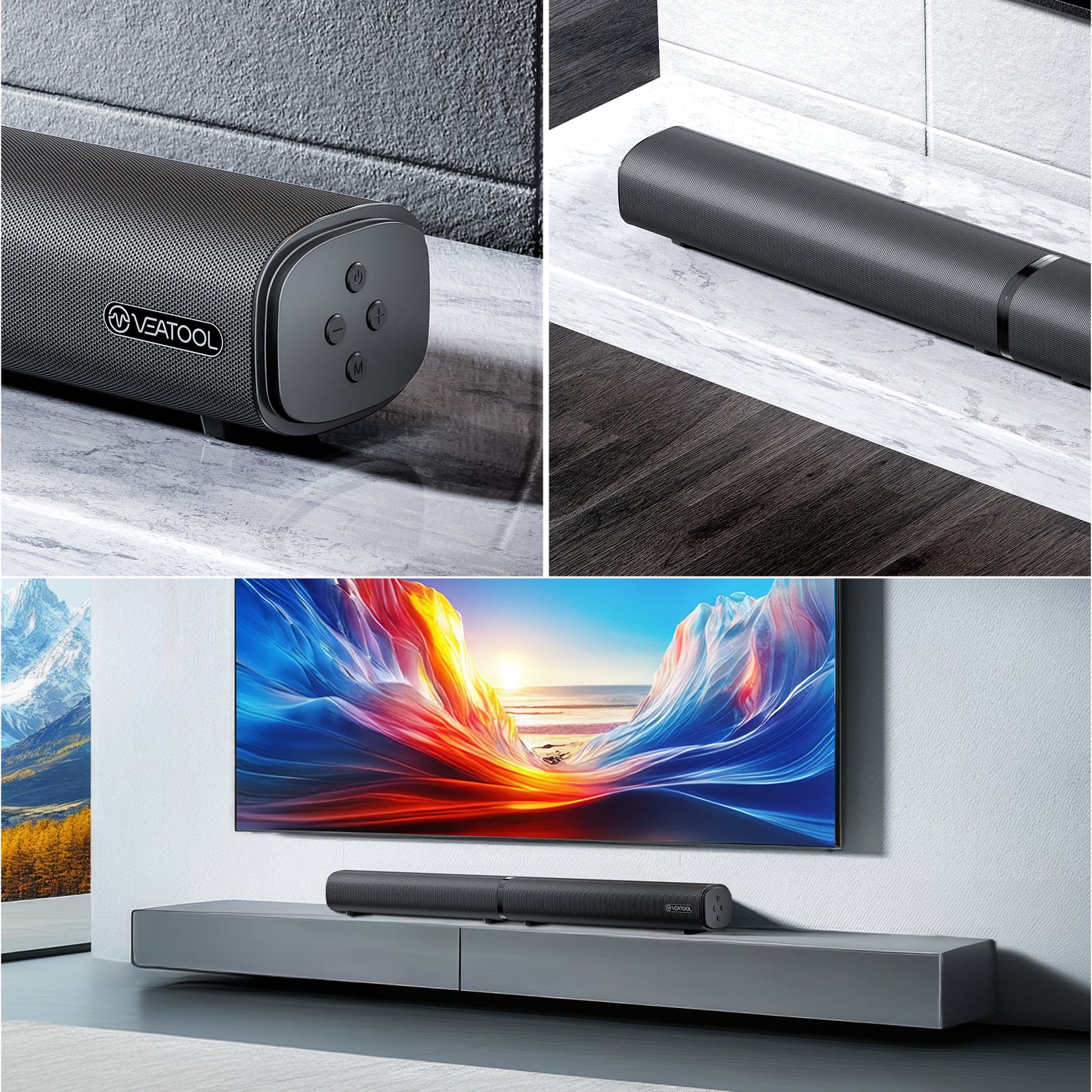 VEAT00L 5.1ch Sound Bars with Wireless Subwoofer,Bluetooth 5.3 3D Surround Speakers for TV,2 Rear Surround Sound Speakers,Optical/HDMI/AUX/COAX/ARC/USB Connection (Adapters Sold Separately)