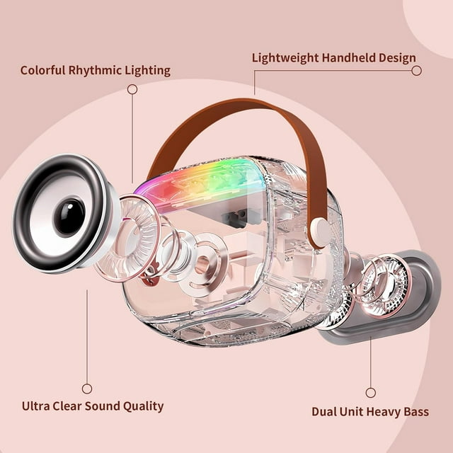 XANLUOER Karaoke Machine for Kids and Adults, Mini Portable Bluetooth Speaker with Microphones and Lights