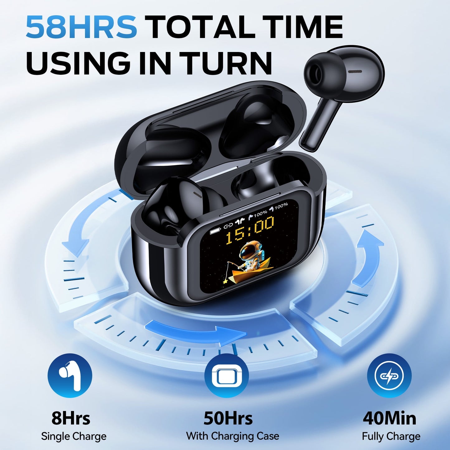 VEAT00L X7 Wireless Earbud, 80Hrs Bluetooth 5.3 Headphones IP7 Waterproof for Sport, Running Wireless Earphones with ENC Noise Cancelling Mics, Deep Bass Over Ear bud with Earhooks for Android, iOS