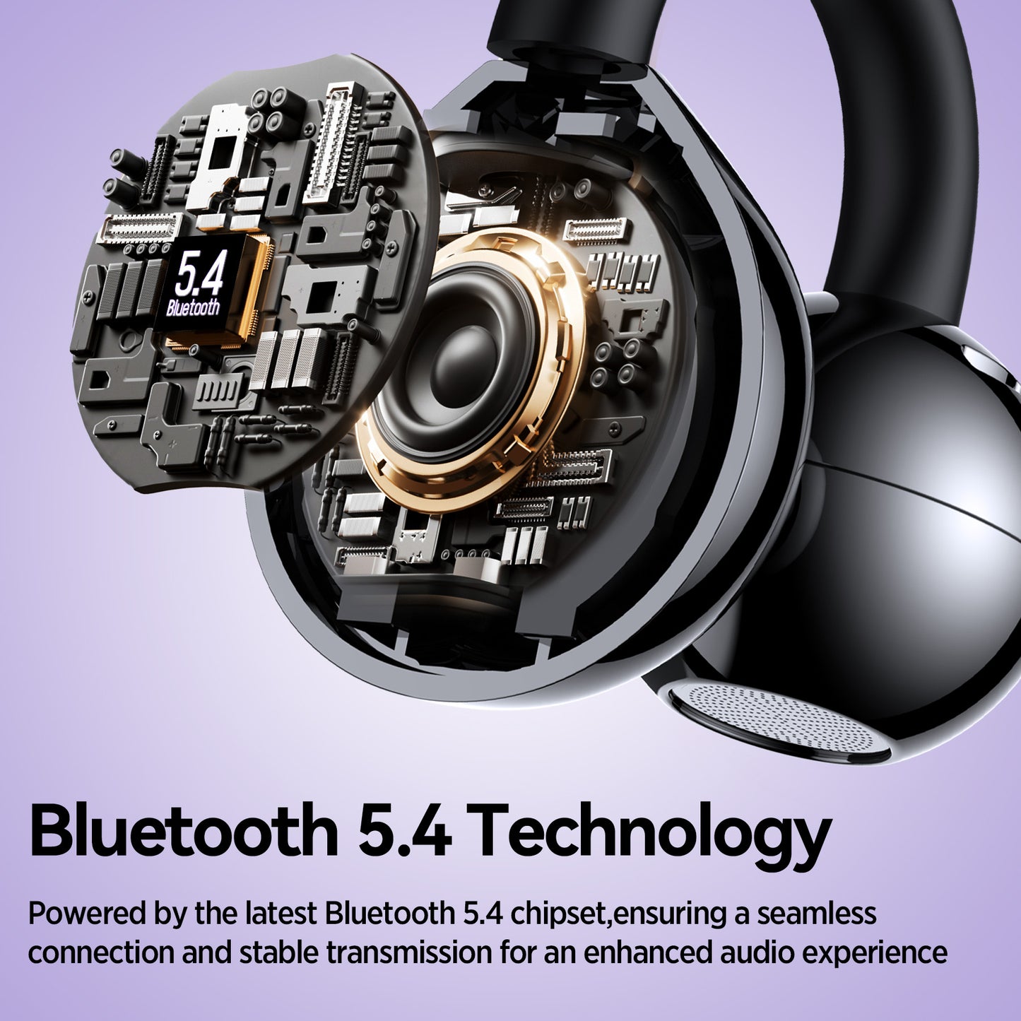 VEAT00L Open-Ear Headphones, Wireless Clip On Earbuds with Digital Display Charging Case 68 Hours Playtime, Lightweight Comfort, Stable Fit, Open-Ear Safety Design for Active and Office Use
