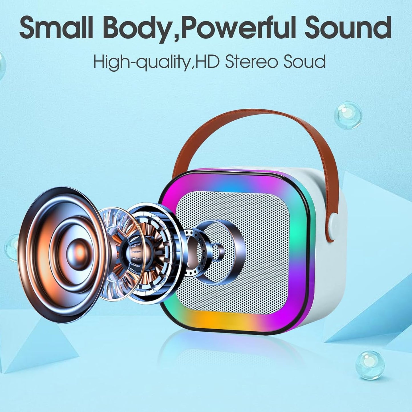 XANLUOER Karaoke Machine for Kids and Adults, Mini Portable Bluetooth Speaker with Microphones and Lights(Blue)