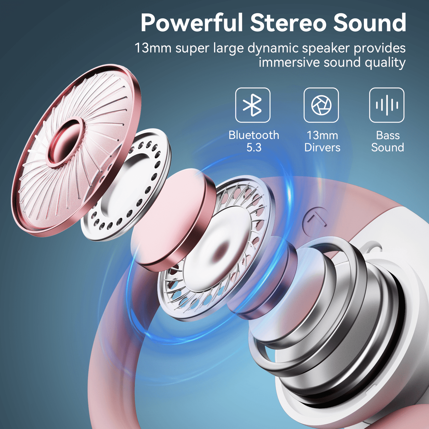 VEAT00L V6 Wireless Earbuds, 88Hrs Playback, Sport Earhooks, Digital Display Charging Case, IPX7 Waterproof, Deep Bass, for iOS Android