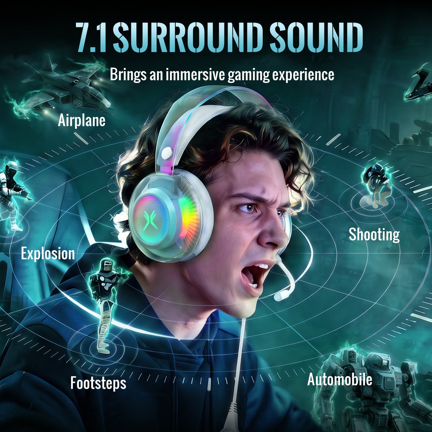 Hybrid Active Noise Cancelling Headphones,-50dB Wireless Bluetooth Headphones with Hi-Res Audio,120H Playtime Over Ear Bluetooth Headphones with 6 ENC Clear Mic