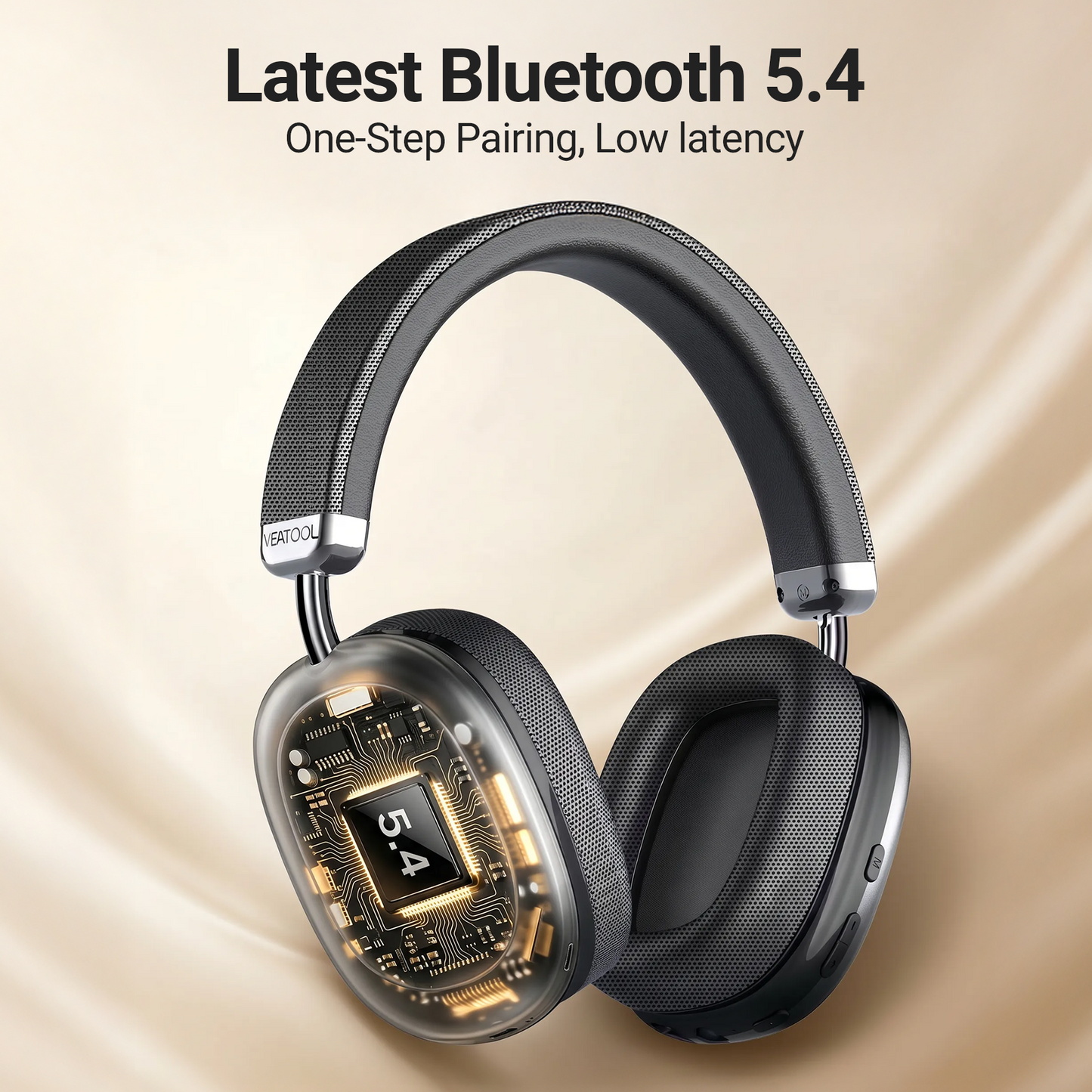 Wireless Bluetooth Headphones 5.1,40 Hrs Playtime Wireless Over-Ear Headphones,4 Mics ENC Noise Cancelling for Clear Calls, Lightweight Headset with Deep Bass Comfort fit for Travel Work