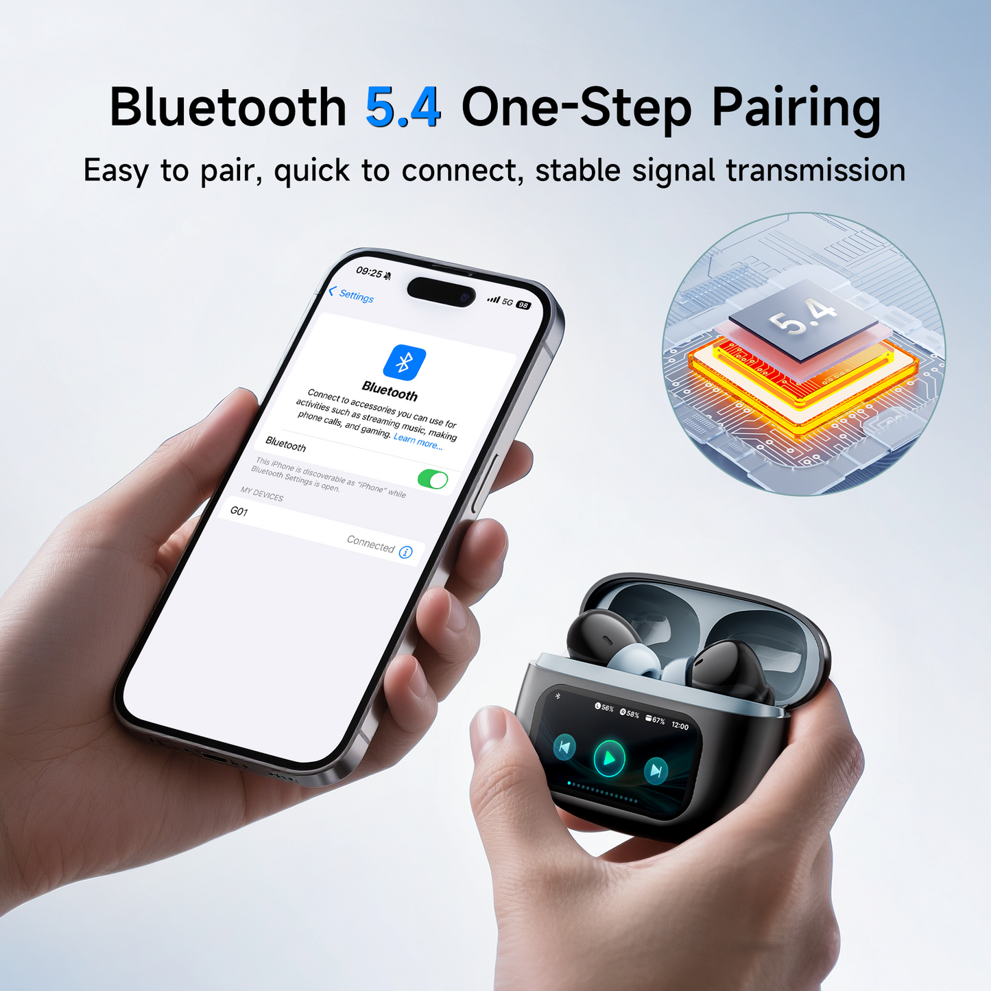Wireless Earbuds Bluetooth 5.3 Headphones 90 Hrs Playtime Ear buds with Wireless Charging Case Power Display Over-ear Earphones with Earhooks Waterproof Stereo Headset for Android phone Workout Pink