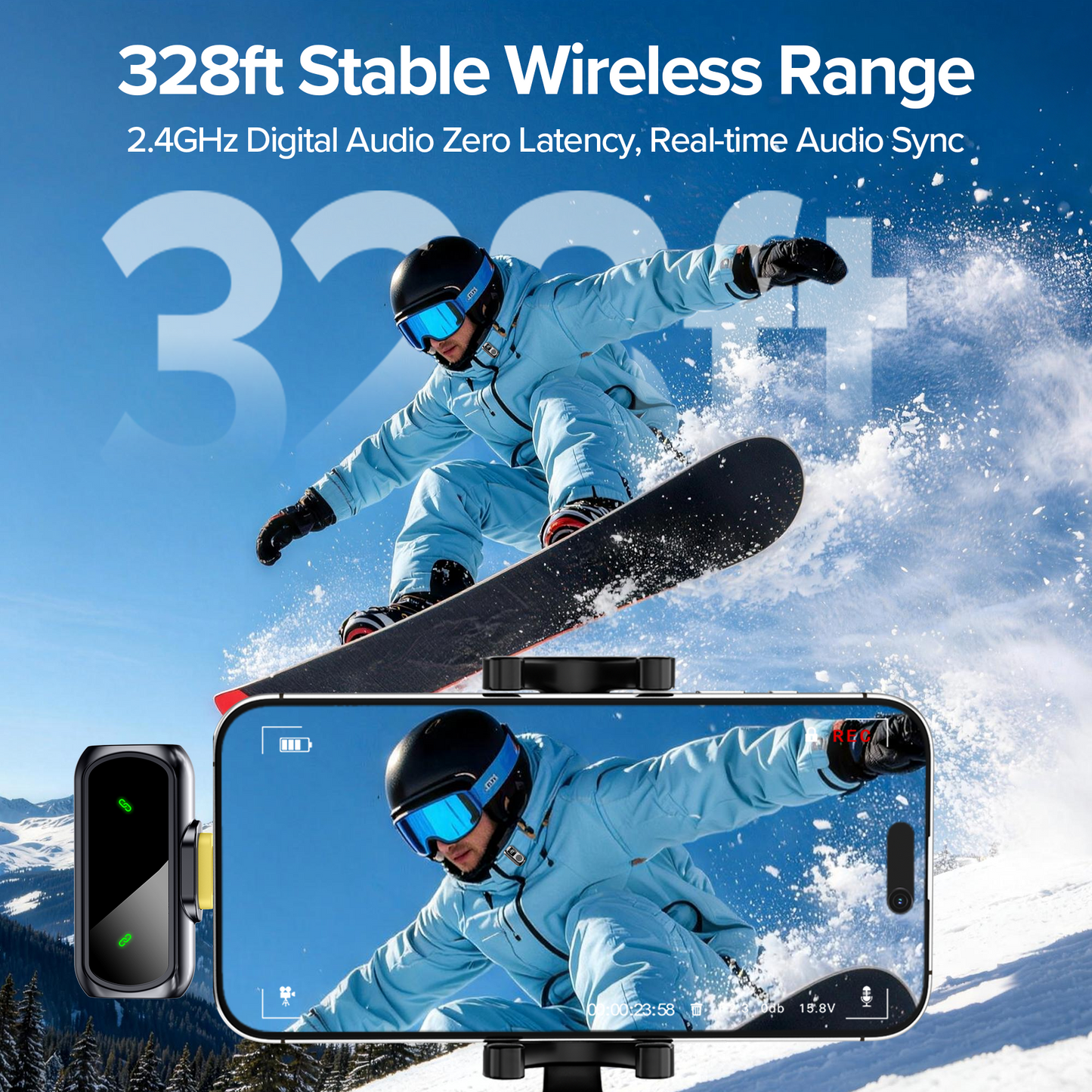 Wireless Lavalier Mini Microphone for iPhone ipad Android,USB-C Noise Canceling Lapel Lavalier Mic,Clip-On Mic with 45H Charging Case for Vlogging,Video Recording,Podcast, YouTube,TikTok(2 TX + 2 RX)
