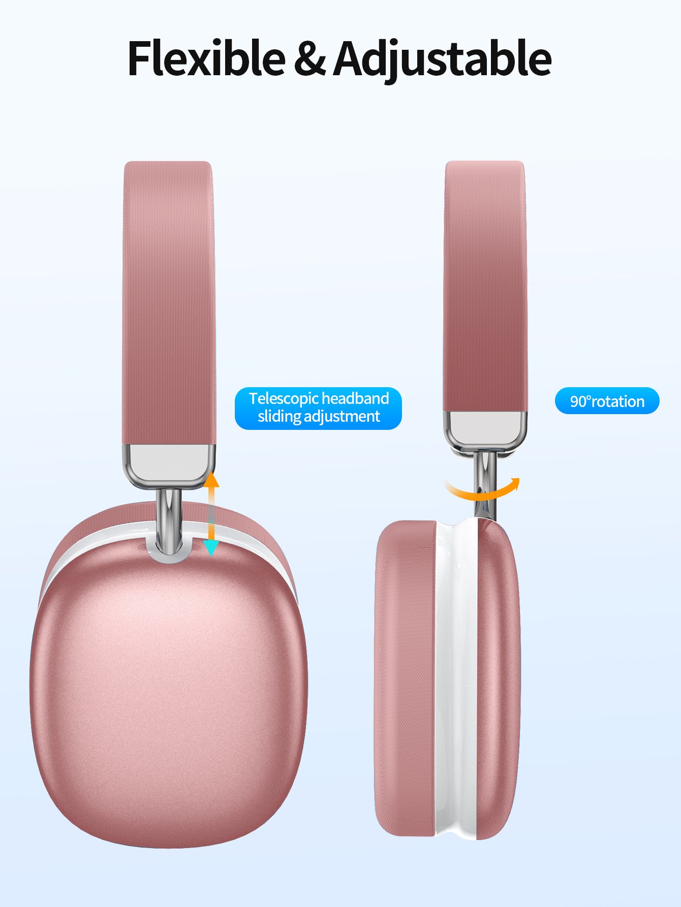 BT5.1 Wireless Over-Ear Headphones, 40H Playtime, 4-Mic ENC Noise Cancelling, Lightweight, Deep Bass, Comfort Fit for Travel & Work