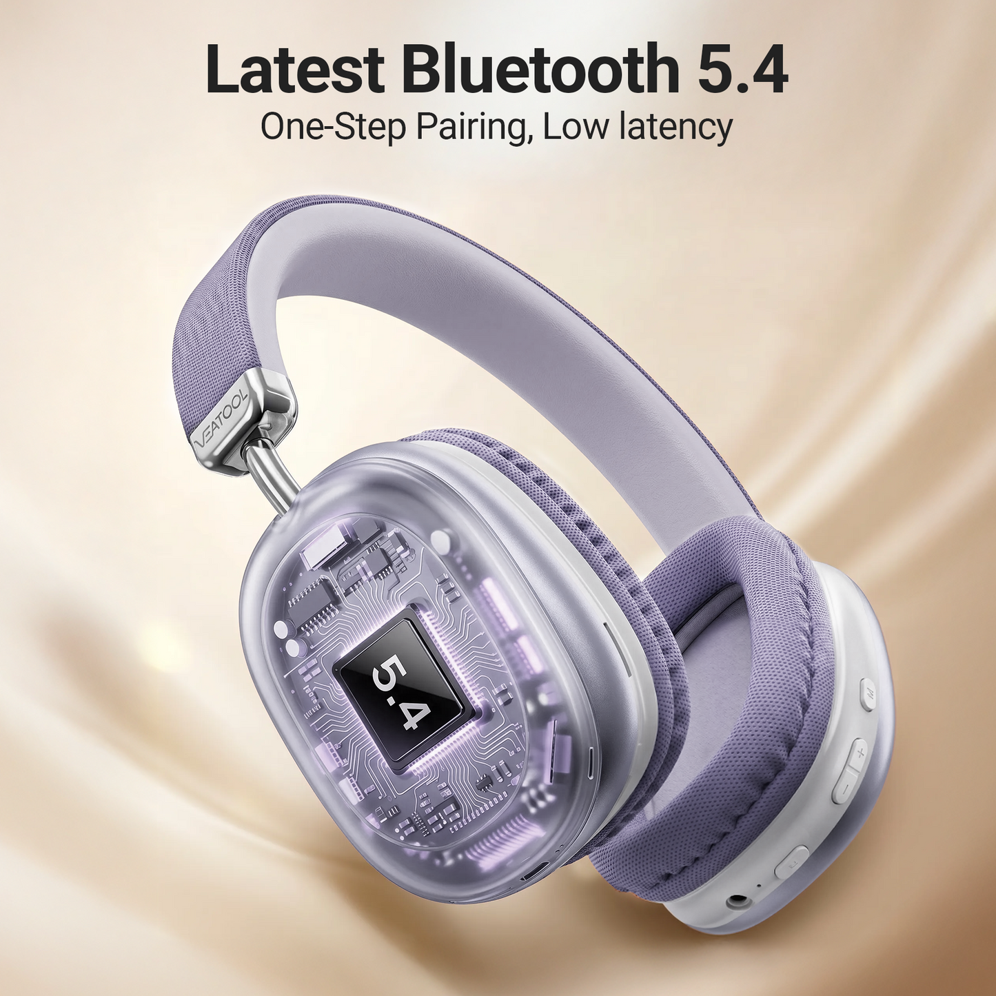 SY-BT1632 High-Fidelity Over-Ear Bluetooth Headphones | Powerful 40mm Bass | Bluetooth 5.3 Dual-Mode Connectivity | 40-Hour Battery Life | Comfortable Fit(Purple)