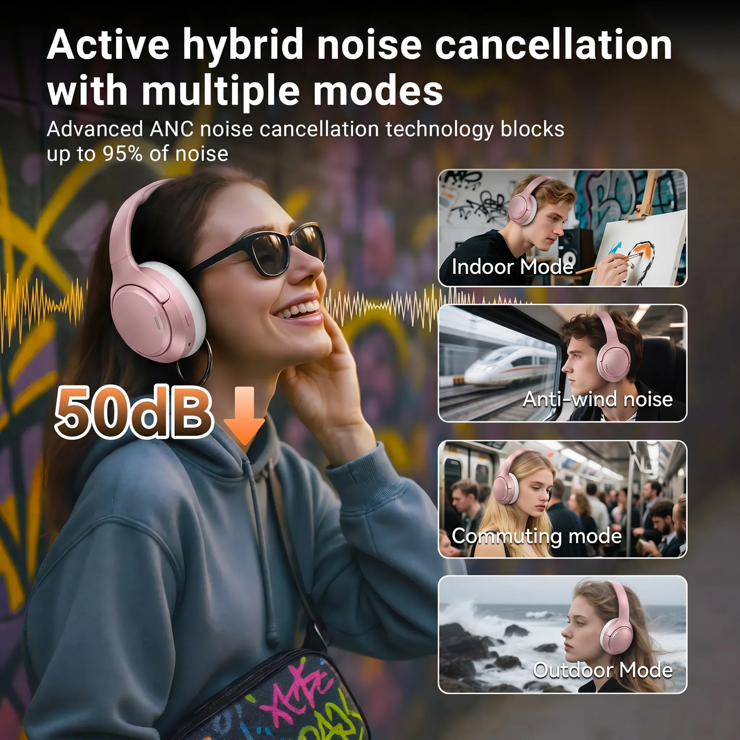 Starlight Over-Ear Bluetooth Headphones: 40mm Bass Driver, Bluetooth 5.3 Dual-Mode, 40hr Battery, Comfort Fit