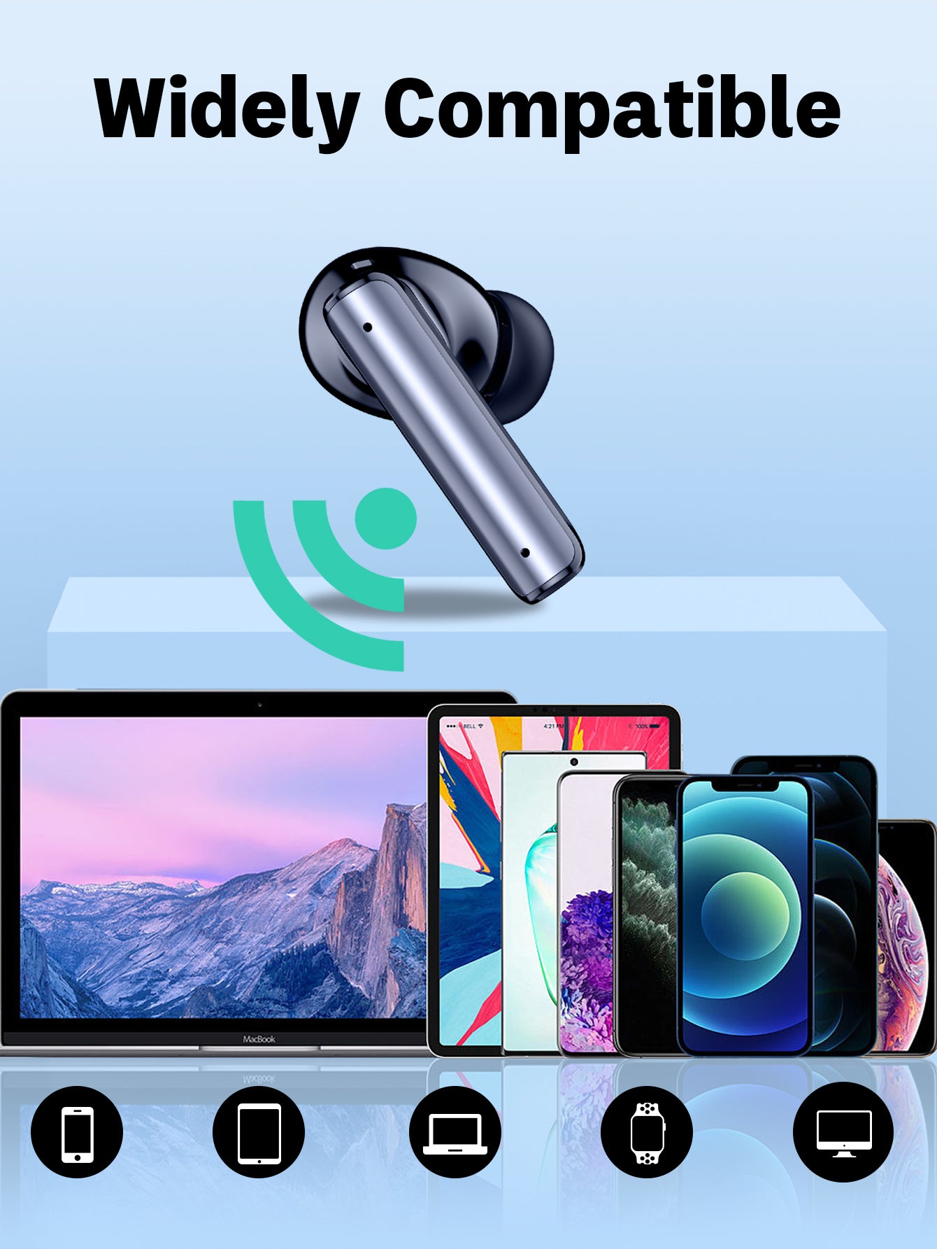 BMANI P60pro Noise Cancelling Earbuds Bluetooth 5.3 Headphones True Wireless Earbuds Touch Control with Wireless Charging Case in-Ear Earbuds with Mic for TV Smart Phone Computer Laptop