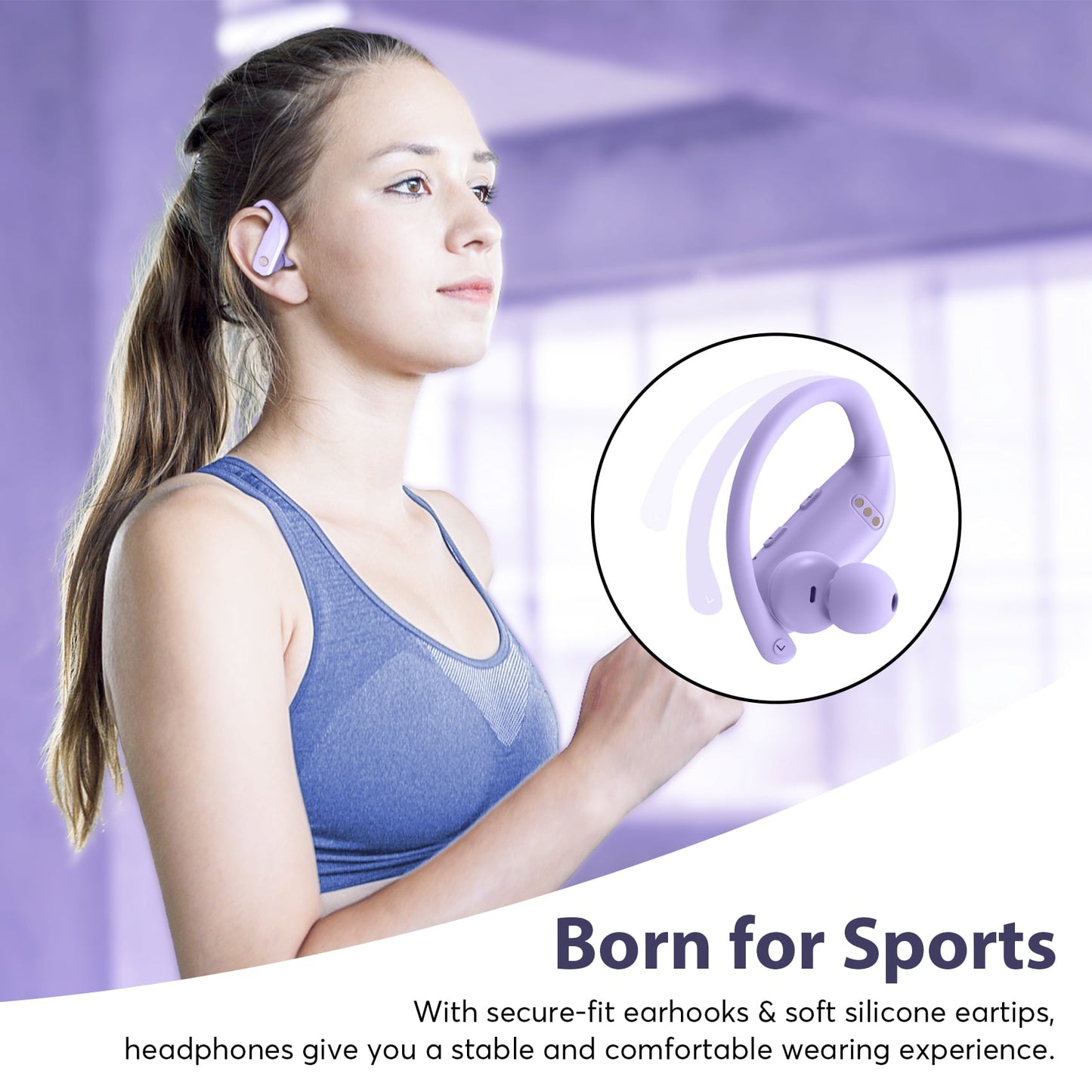 VEAT00L Wireless Earbuds Bluetooth Headphone Sport, Bluetooth 5.4 Earbud, 72Hrs Earphone with Earhook, Noise Cancelling Mic, IP7 Waterproof Headset for Workout/Running