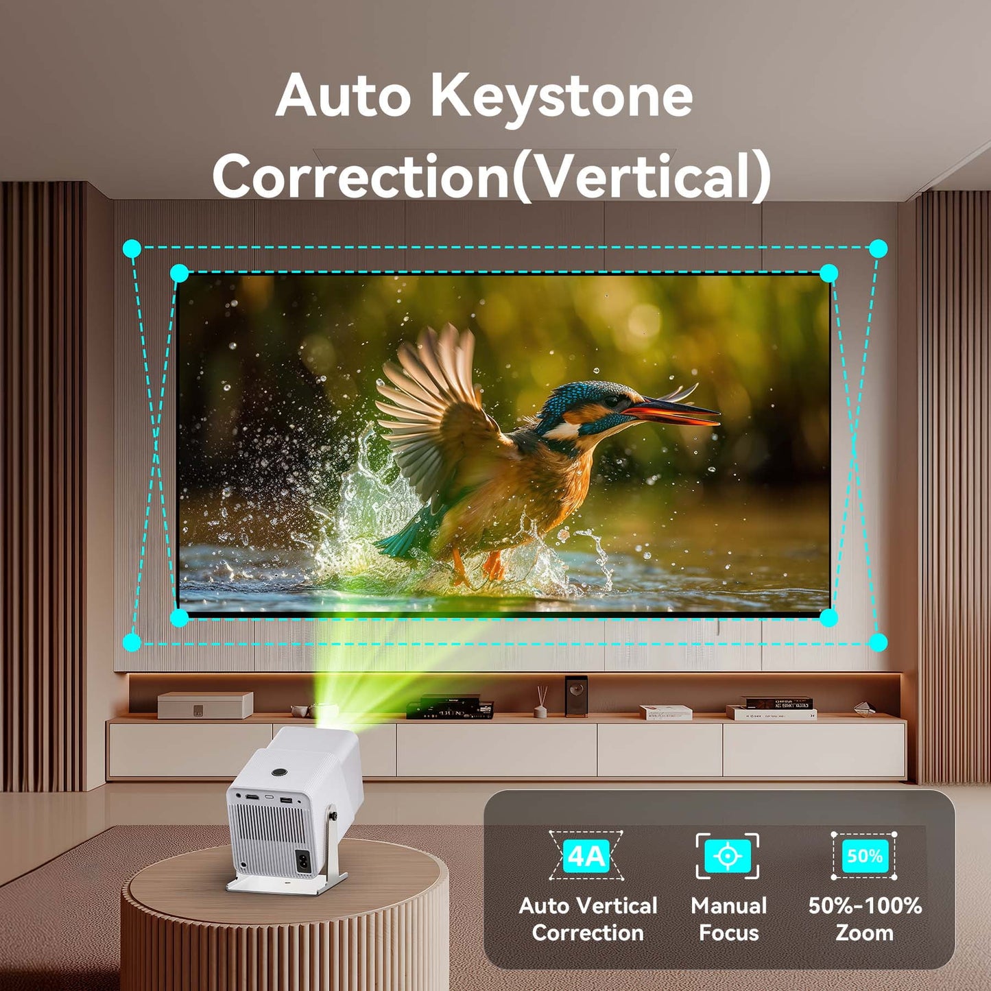 [Auto Keystone/4K Support]Losei Z10 Smart Projector with WiFi 6 and Bluetooth 5.2,Wireless Mirroring, 220'' Display for Home Theater & Outdoor Movies