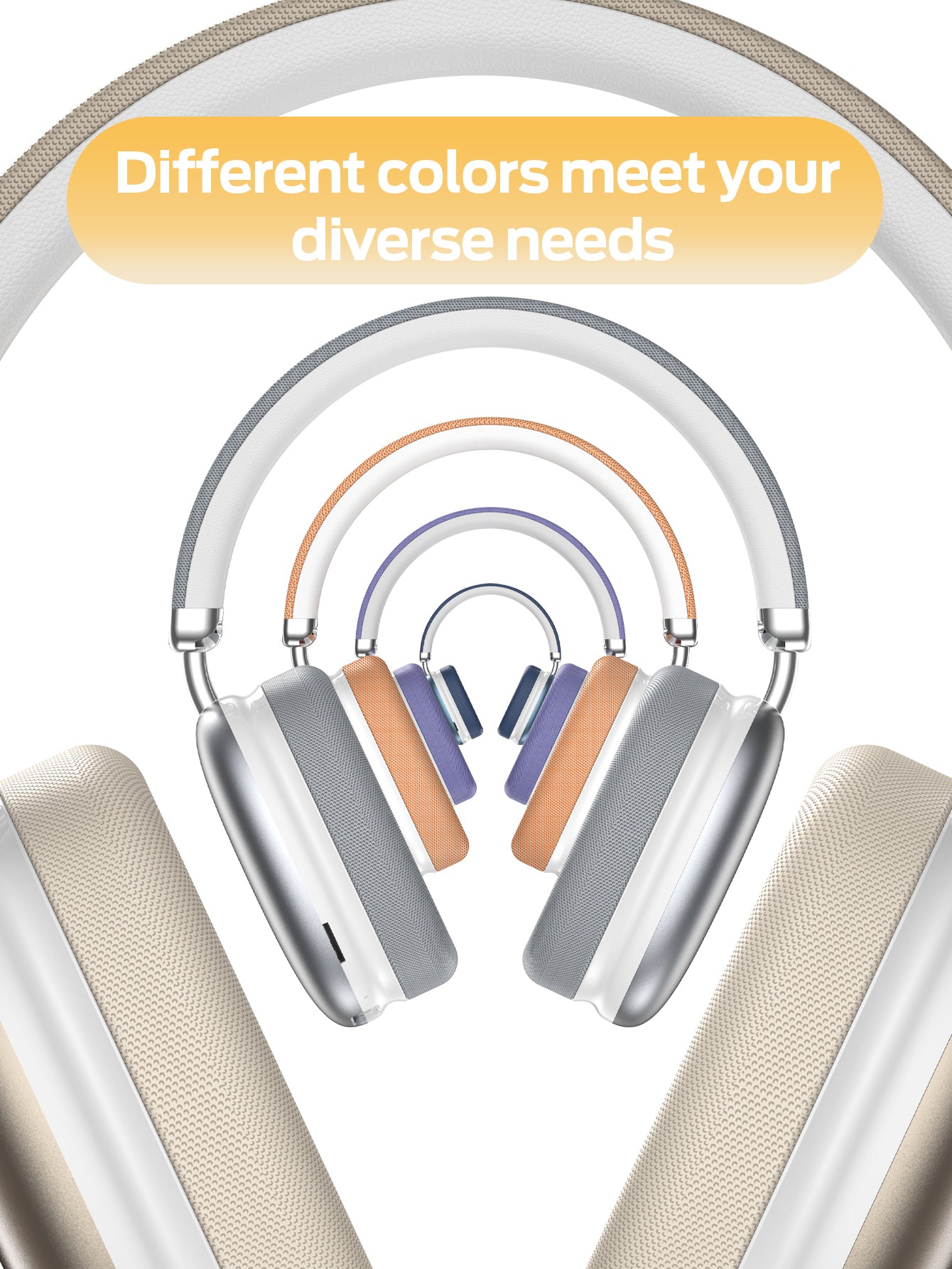 SY-BT1632 High-Fidelity Over-Ear Bluetooth Headphones | Powerful 40mm Bass | Bluetooth 5.3 Dual-Mode Connectivity | 40-Hour Battery Life | Comfortable Fit(Starlight)