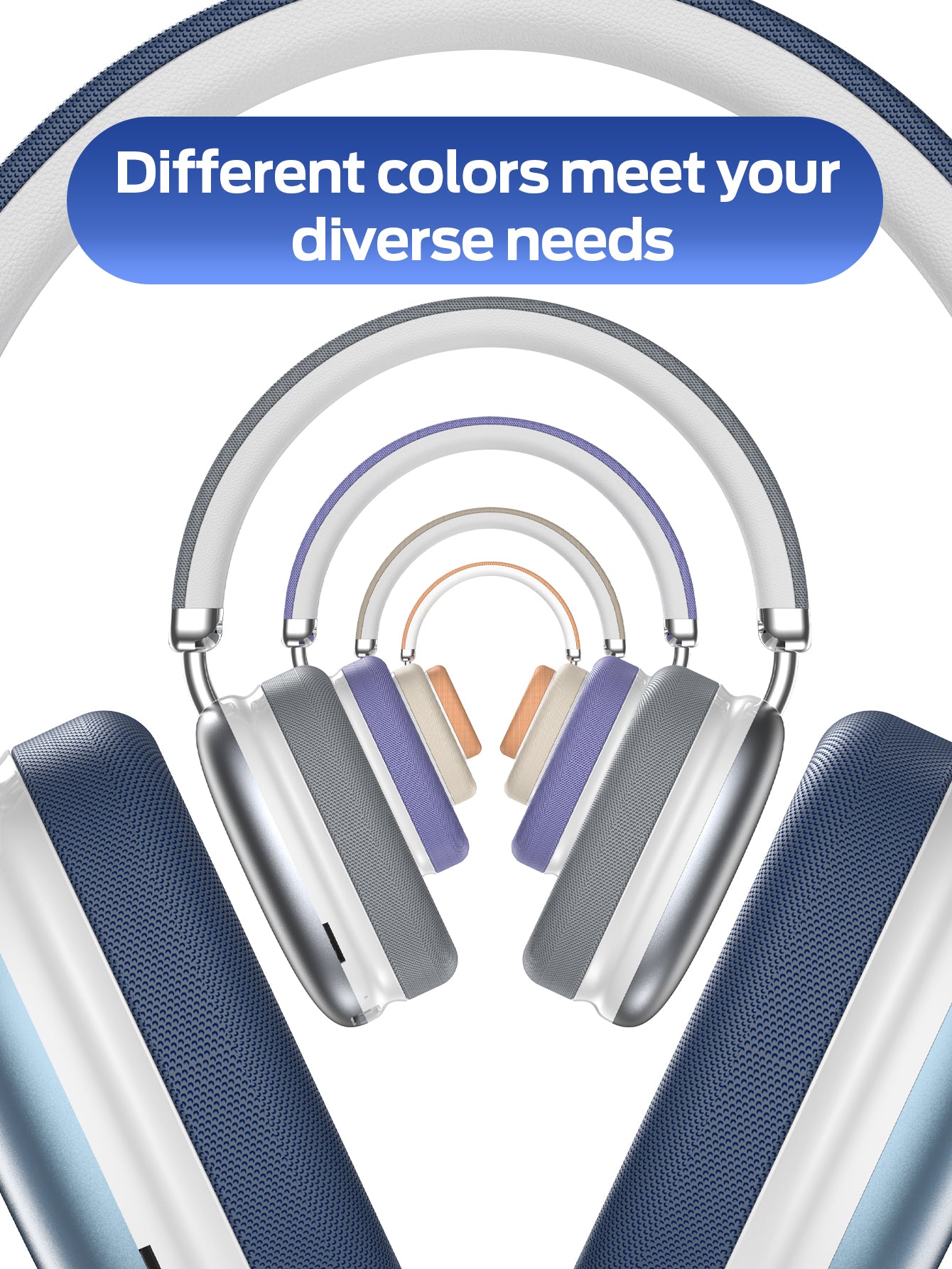Wireless Open Ear Bluetooth Headphones, 20H, Detachable Mic, Ultra-Comfort, Rich Bass, Breathable, Foldable – Gaming, Travel, Home, Office