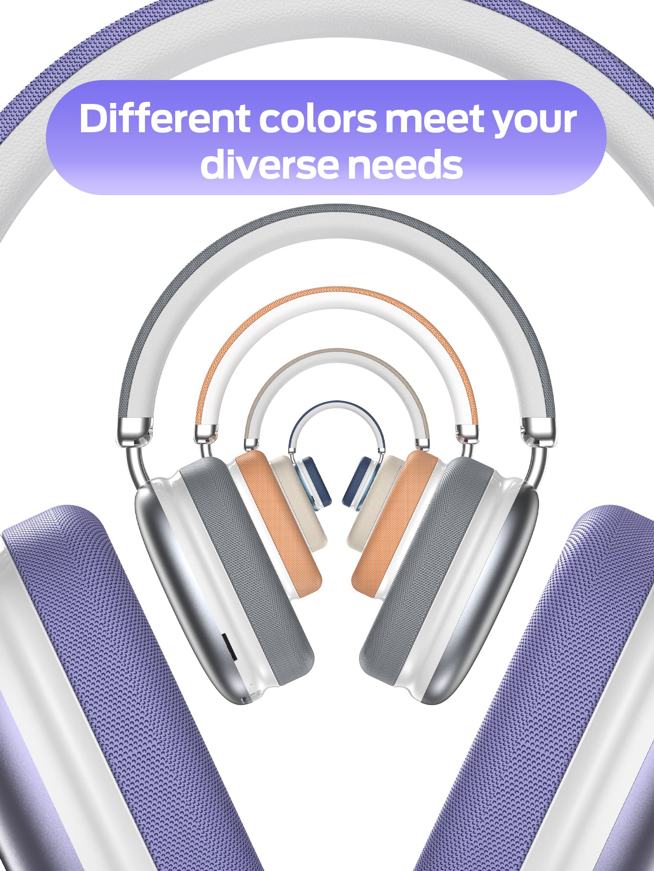 SY-BT1632 High-Fidelity Over-Ear Bluetooth Headphones | Powerful 40mm Bass | Bluetooth 5.3 Dual-Mode Connectivity | 40-Hour Battery Life | Comfortable Fit(Purple)