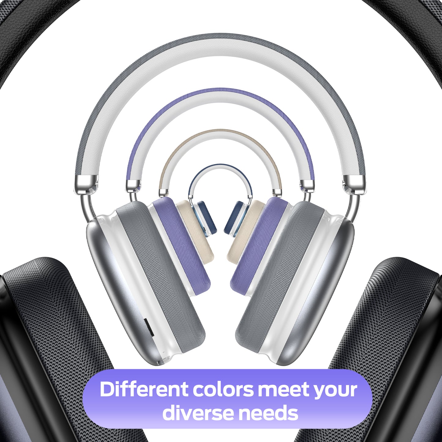 Purple Over-Ear Bluetooth Headphones: 40mm Bass Driver, Bluetooth 5.3 Dual-Mode, 40hr Battery, Comfort Fit