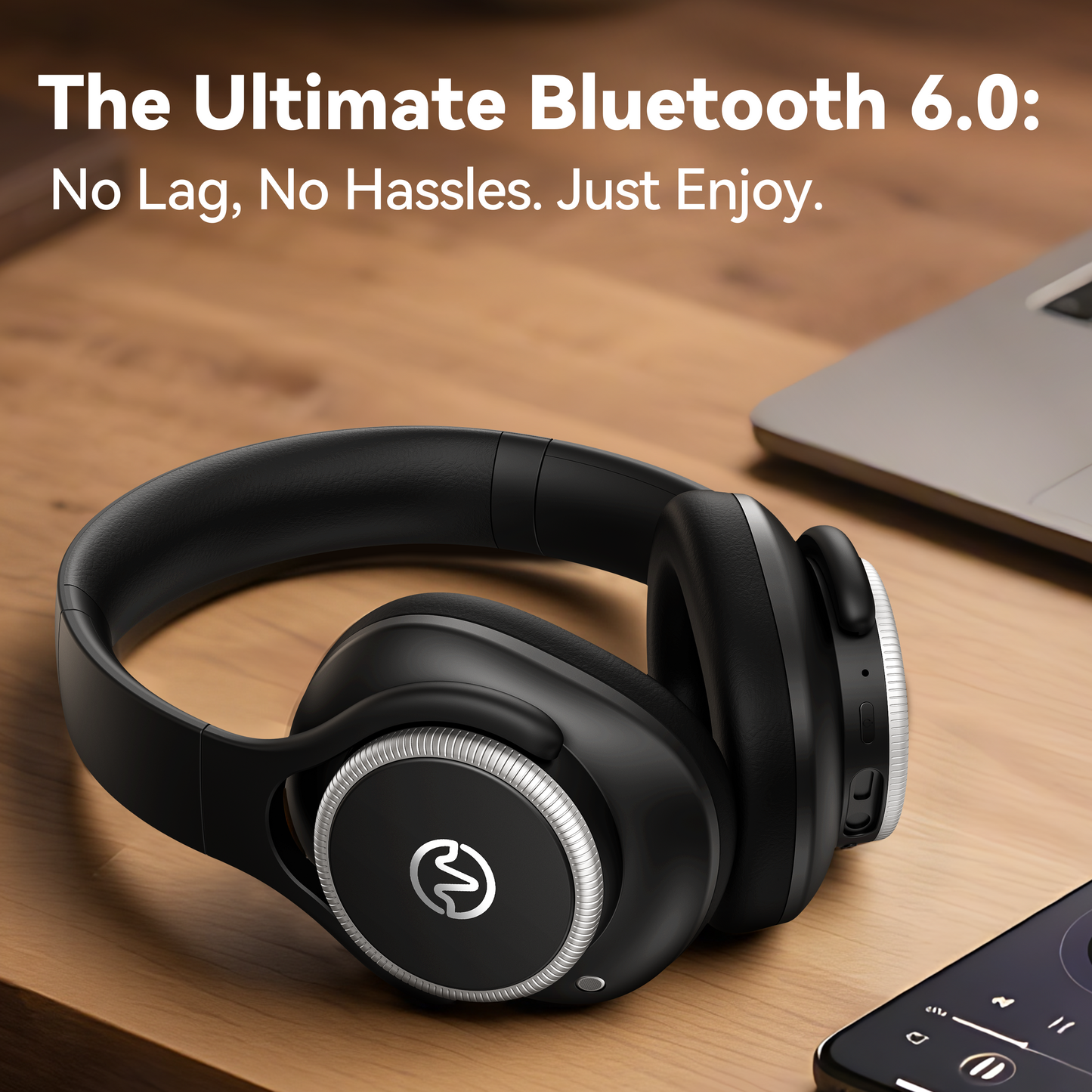 Active Noise Cancelling Headphones,60H Playtime Bluetooth 6.0 Wireless Headphones with Hi-Res Audio, Over Ear Headphones with Microphone, Deep Bass,Comfort Fit,Foldable Headset for Travel Office Game（副本）