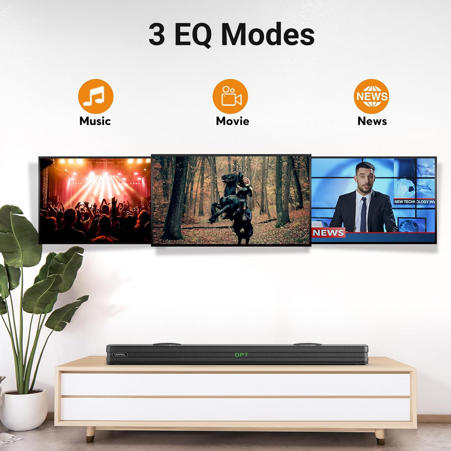 VEAT00L S50L 100W 2.2ch Sound Bars for TV, Soundbar with Subwoofer, Wired & Wireless Bluetooth 5.0 3D Surround Speakers, Optical/HDMI/AUX/COAX/USB Connection, Wall Mountable