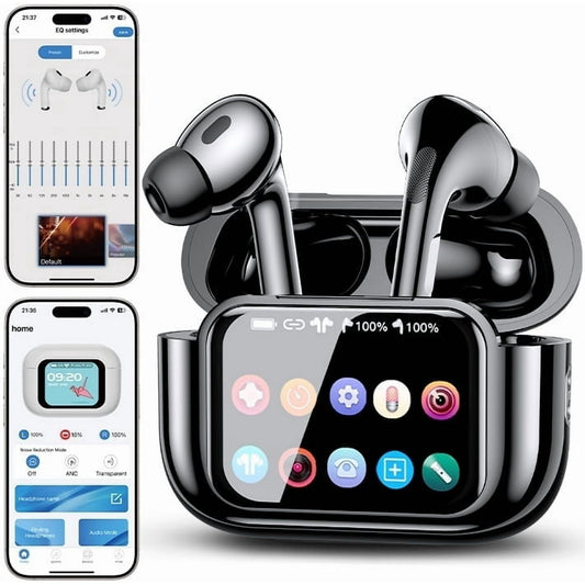 VEAT00L Wireless Earbuds Bluetooth Headphones, Ear Buds with Touch Screen, ANC ENC Noise Cancelling Transparency Mode, 58H Stereo Deep Bass, IPX7 Waterproof, Clear Calls, 7 EQ for iOS Android