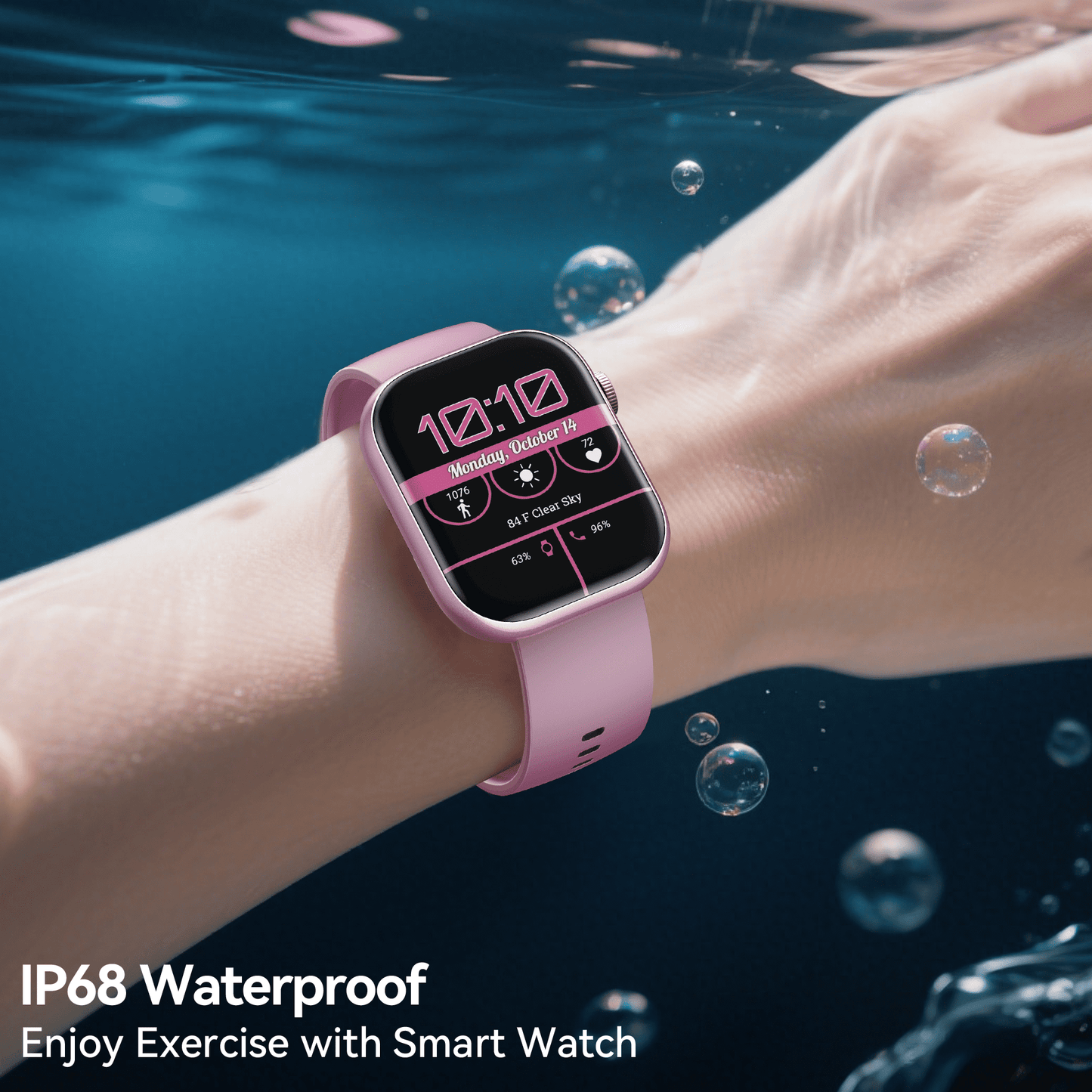 Smart Watch for Men Women, 2.01" HD Touchsreen, Bluetooth Calling, IP68 Water-Resistance, 180+ Sports Modes, Health, Fitness & Sleep Tracker, Timer, Fitness Watch for Android/iOS, Pink