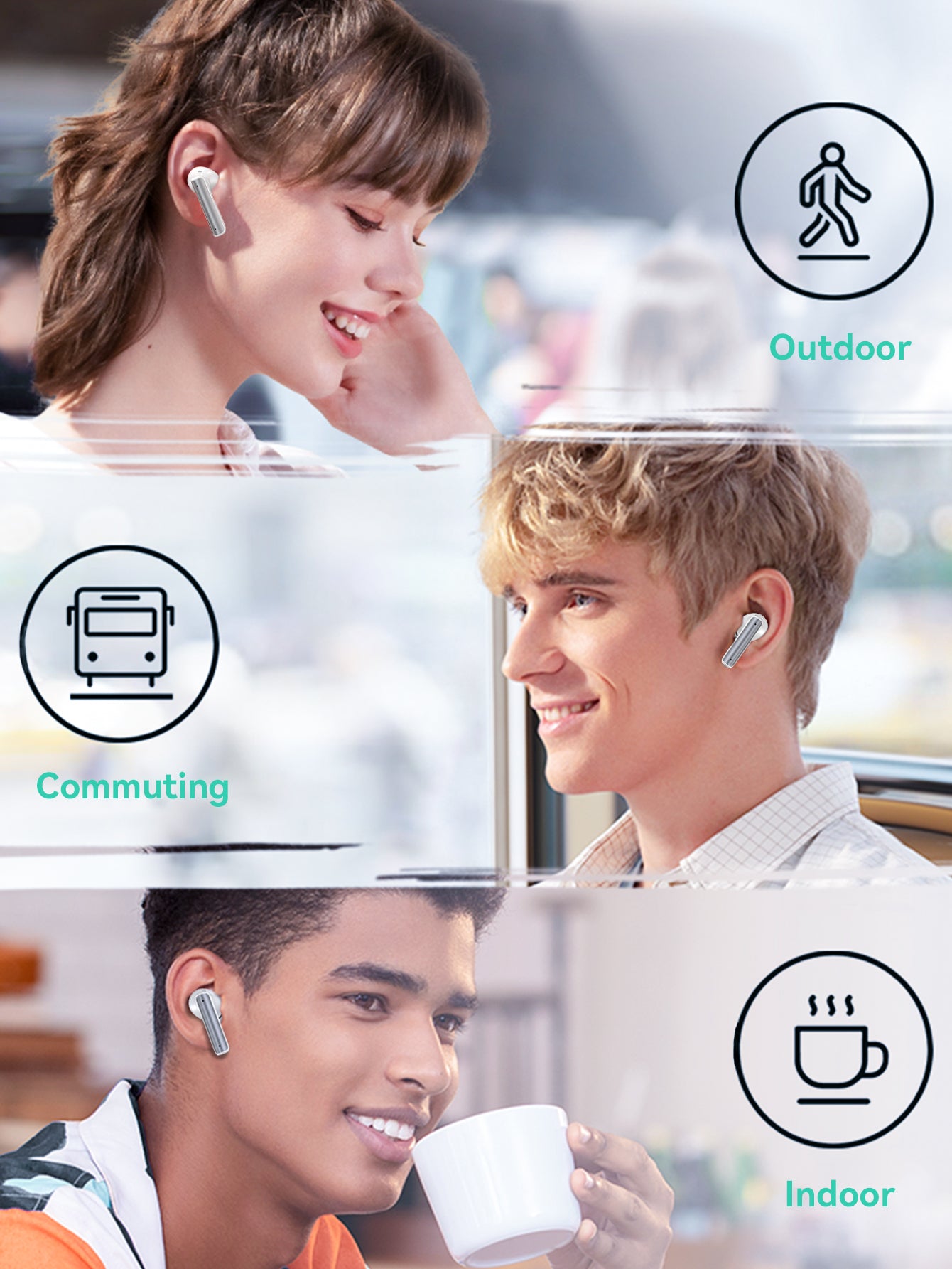 BMANI P60pro Noise Cancelling Earbuds,Bluetooth Headphones,True Wireless Earbuds,ANC+ENC Dual microphone noise reduction,Bluetooth 5.3