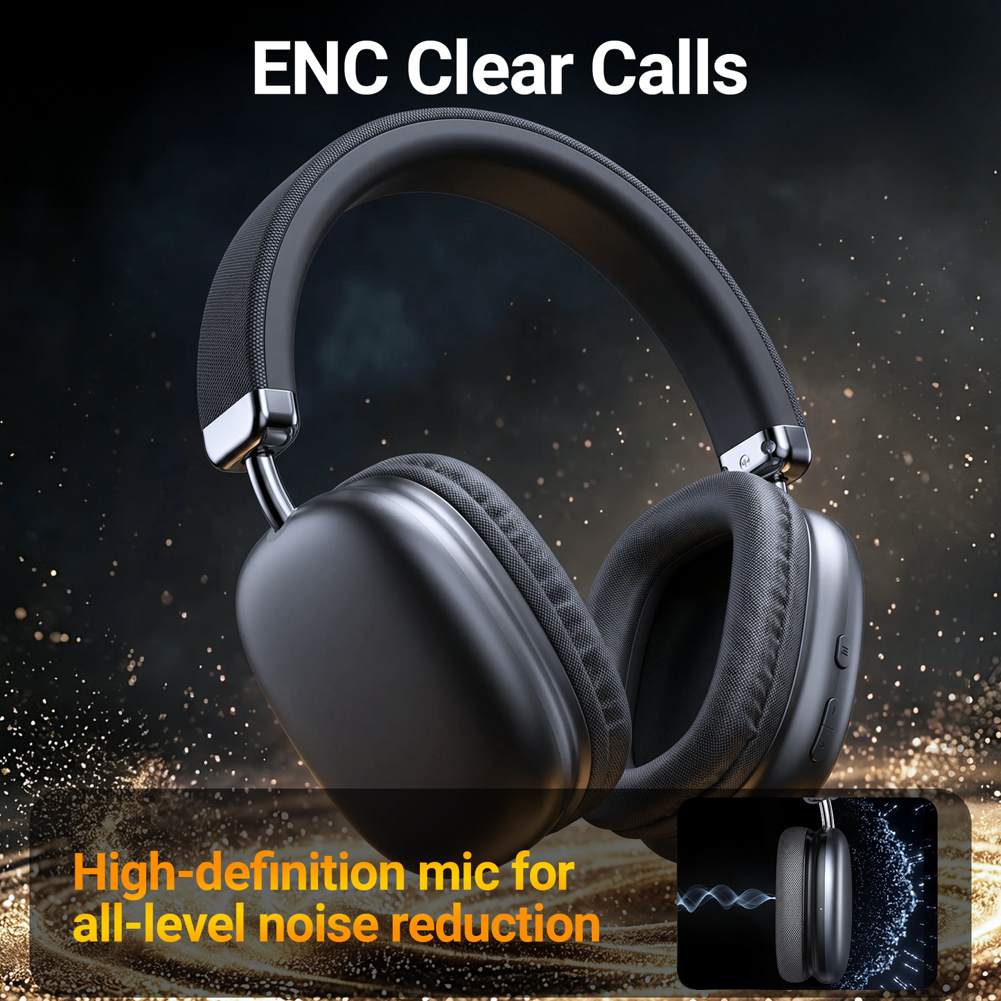Wireless Bluetooth Headphones 5.1,40 Hrs Playtime Wireless Over-Ear Headphones,4 Mics ENC Noise Cancelling for Clear Calls, Lightweight Headset with Deep Bass Comfort fit for Travel Work