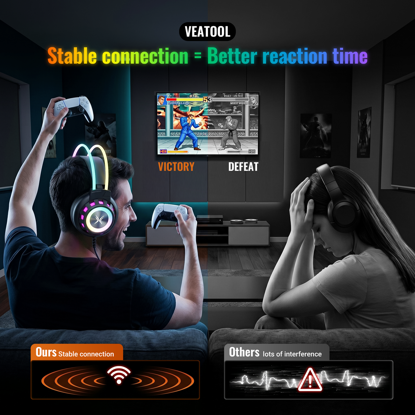 VEATOOL X7 Wireless Earbud, 80Hrs Bluetooth 5.3 Headphones IP7 Waterproof for Sport, Running Wireless Earphones with ENC Noise Cancelling Mic