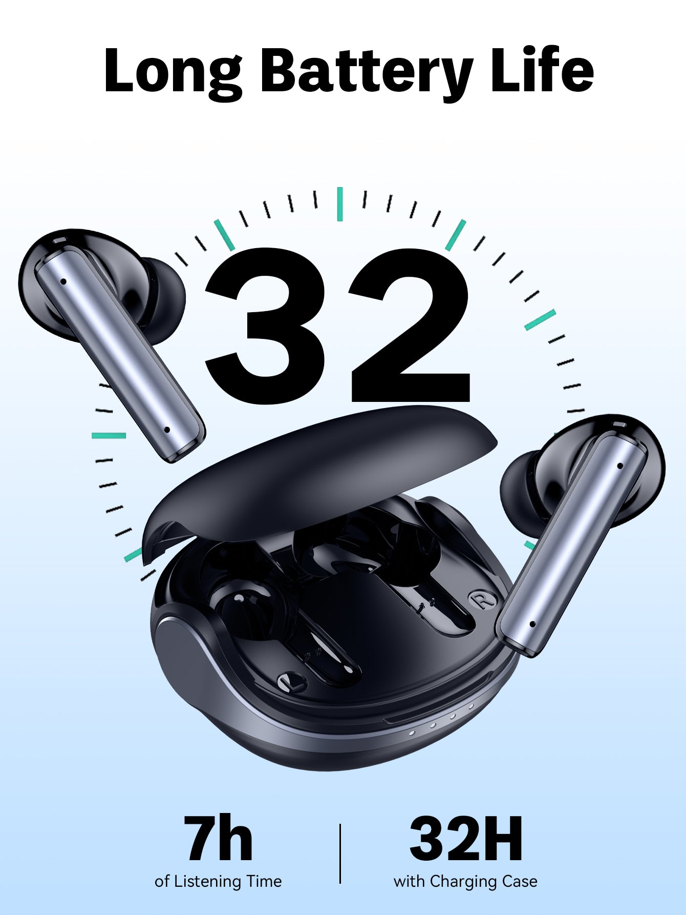 BMANI P60pro Noise Cancelling Earbuds Bluetooth 5.3 Headphones True Wireless Earbuds Touch Control with Wireless Charging Case in-Ear Earbuds with Mic for TV Smart Phone Computer Laptop