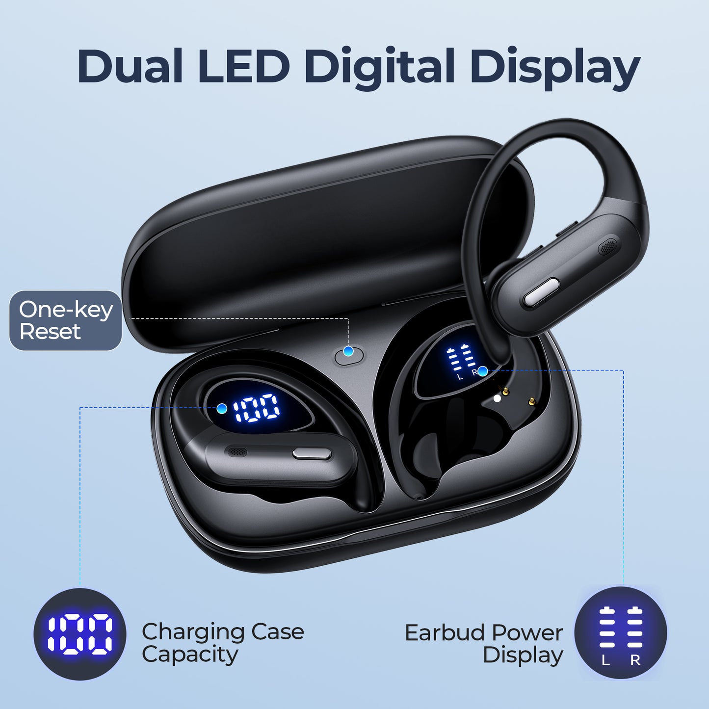 Wireless Earbuds with LED Power Display – Bluetooth 5.3, 35H Playback, IPX7 Waterproof, 3.3g Ultra-Light for Running, Work, Travel Z1NGB1RD