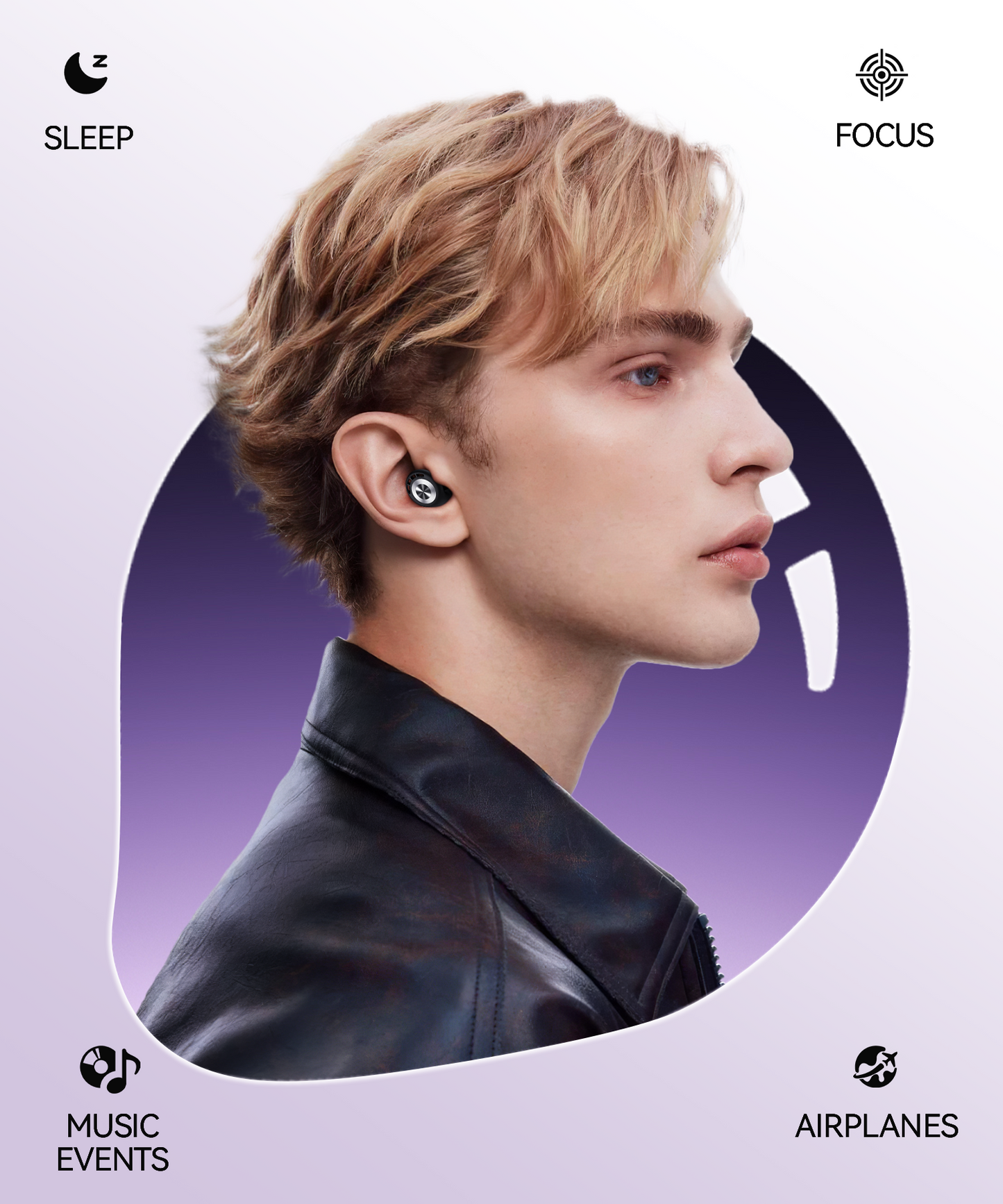 Noise Cancelling Ear Plugs for Sleeping, 50dB, Reusable Silicone Earplugs with 7 Eartips Case, for Snoring, Concerts, Shooting, Travel, Side Sleepers