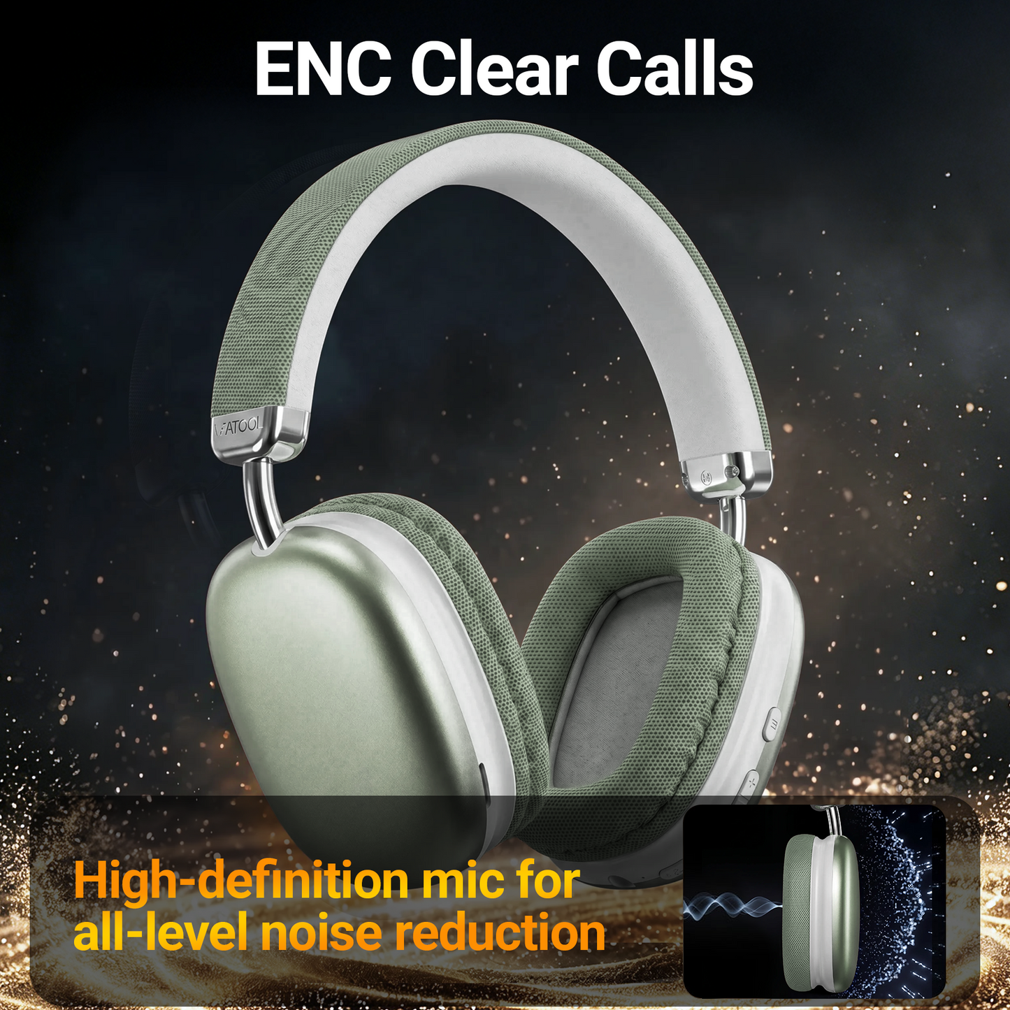 SY-BT1632 High-Fidelity Over-Ear Bluetooth Headphones | Powerful 40mm Bass | Bluetooth 5.3 Dual-Mode Connectivity | 40-Hour Battery Life | Comfortable Fit(Green)