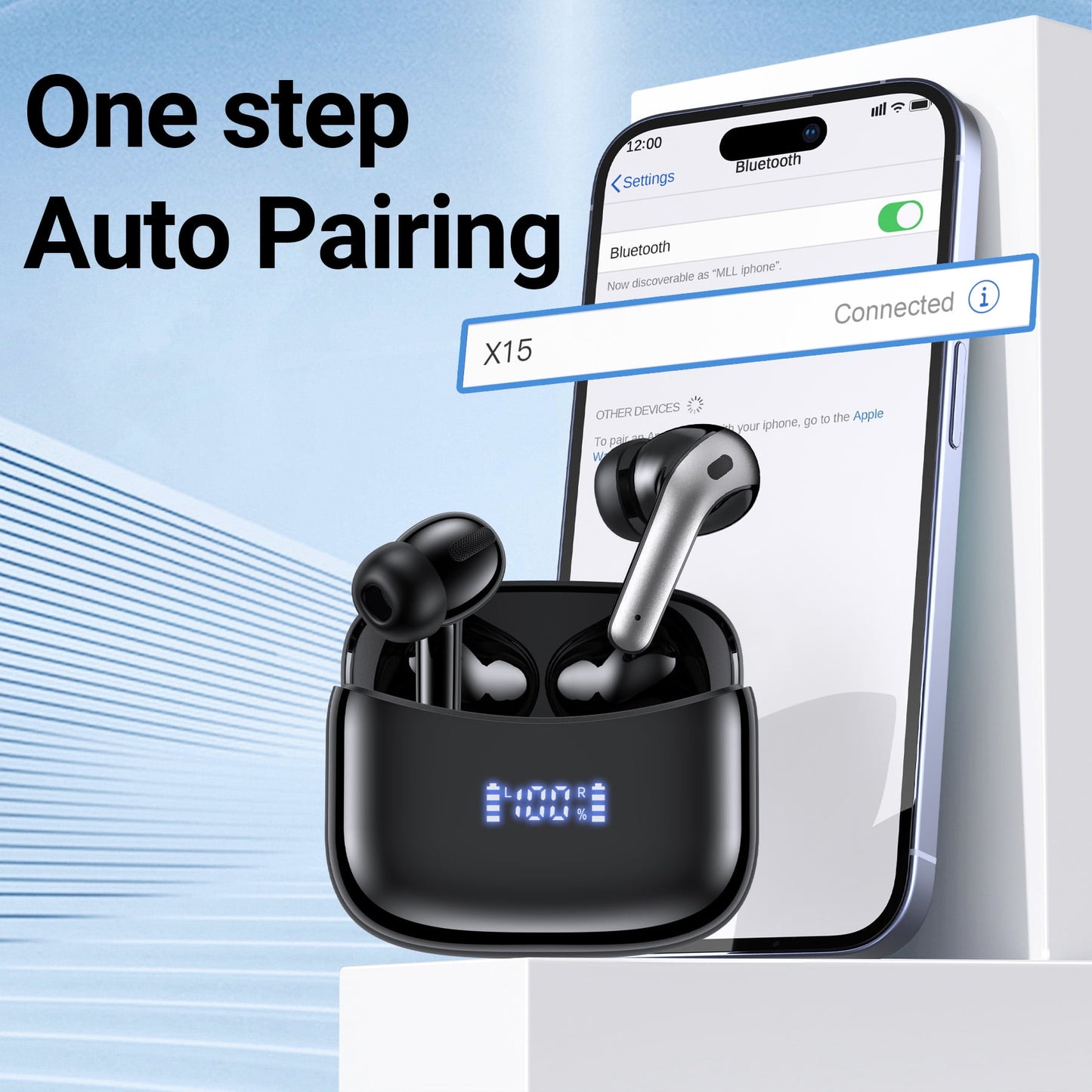 Wireless Earbuds, Bluetooth Headset with Microphone Touch Control , Waterproof, High-Fidelity Stereo Earphones，Support wireless charging earbuds，Compatible with iPhone 13 Pro Max XS Samsung Android