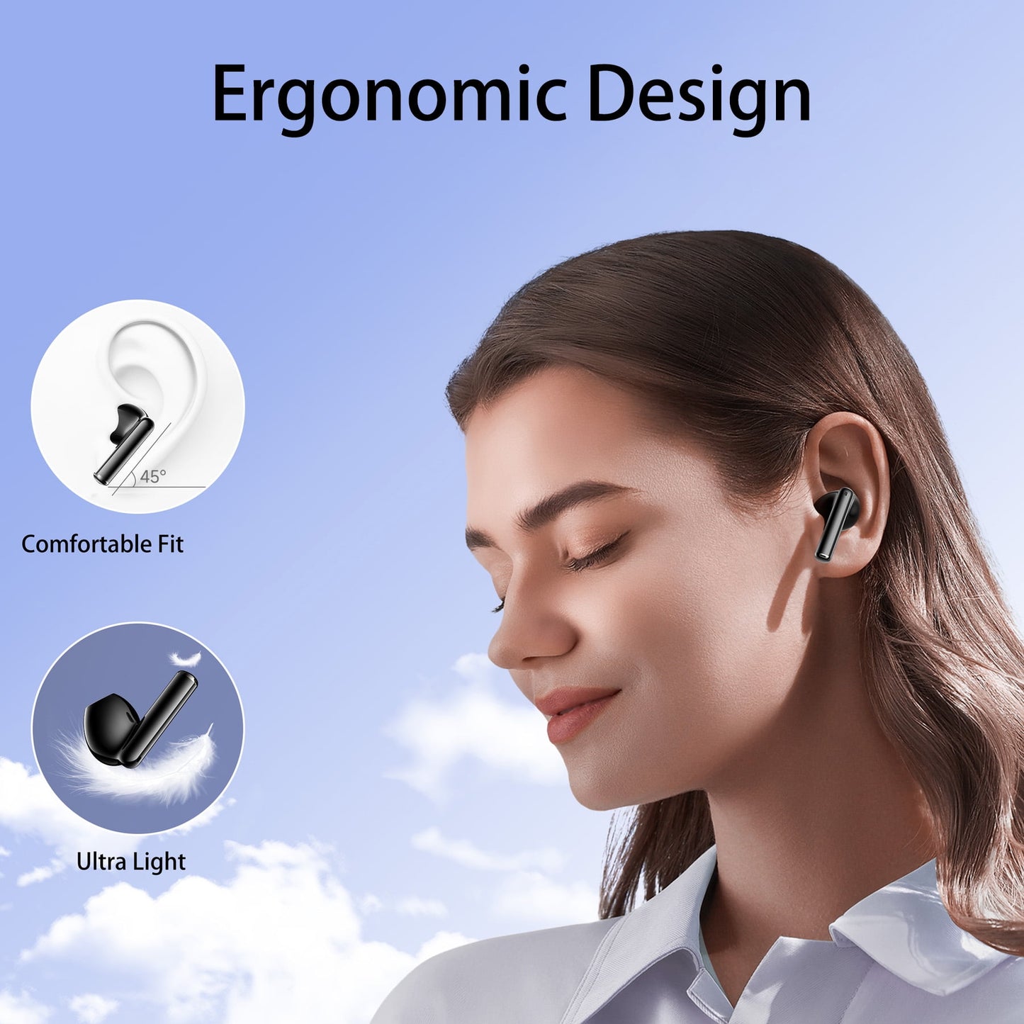 Wireless Earbuds, 2025 Bluetooth 5.3 Headphones Hi-Fi Stereo 3D Bass Ear Buds, 4 ENC Noise Cancelling Mic, 34Hrs USB-C in-Ear Earphones, IP7 Waterproof Workout Sport for Laptop Pad Android iOS
