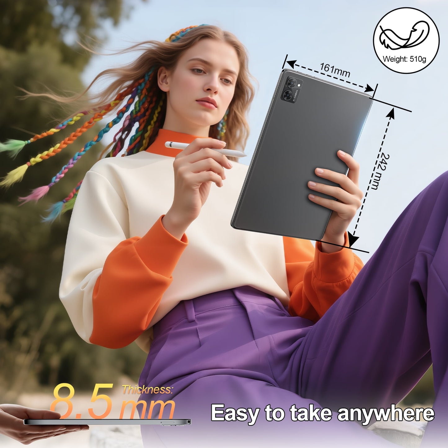 VEAT00L Tablet,Android 13 Tablet 10.1 Inch,Octa-Core 5G WiFi,4G Cellular,10GB(6+4) RAM,64GB ROM,1TB Expand,Widevine L1,6000mAh,Bluetooth 5.4, 13MP+5MP Dual Camera,Face ID,Slim Lightweight,Metal Body