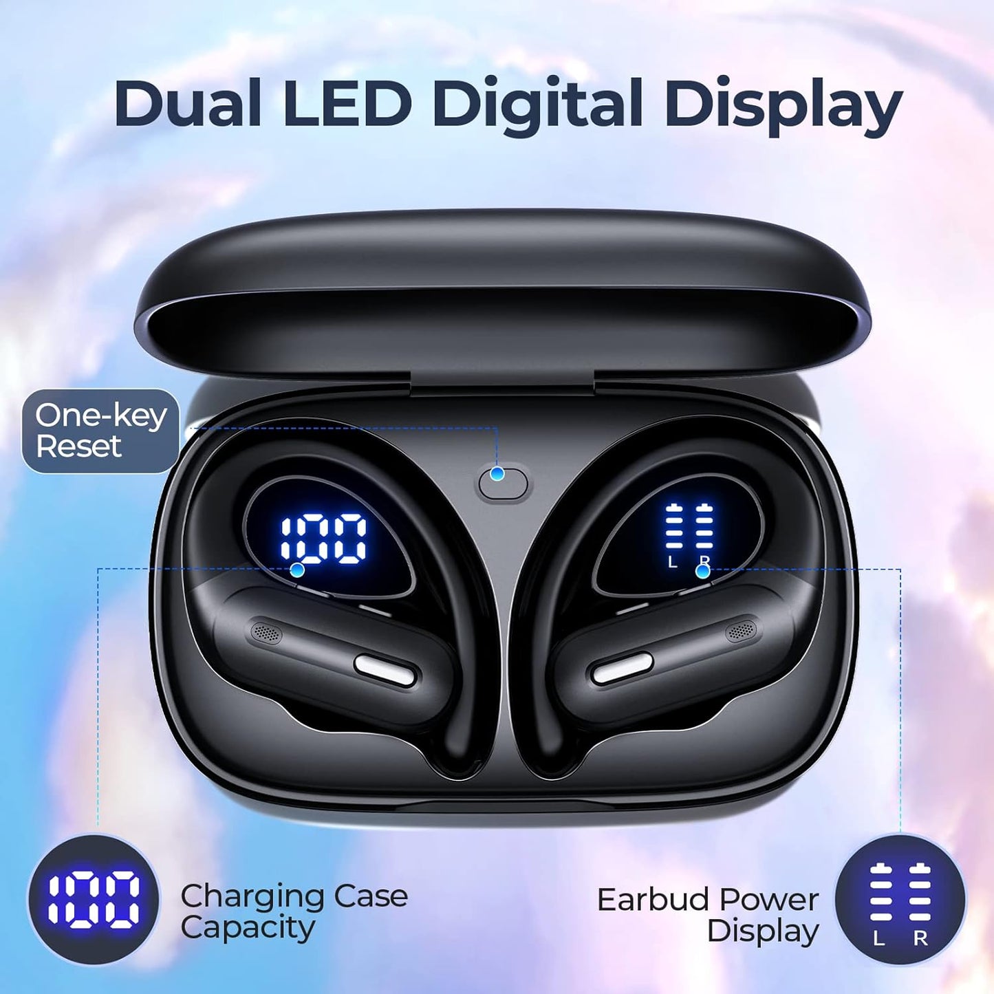 Wireless Earbuds with LED Power Display – Bluetooth 5.3, 35H Playback, IPX7 Waterproof, 3.3g Ultra-Light for Running, Work, Travel Z1NGB1RD（副本）（副本）