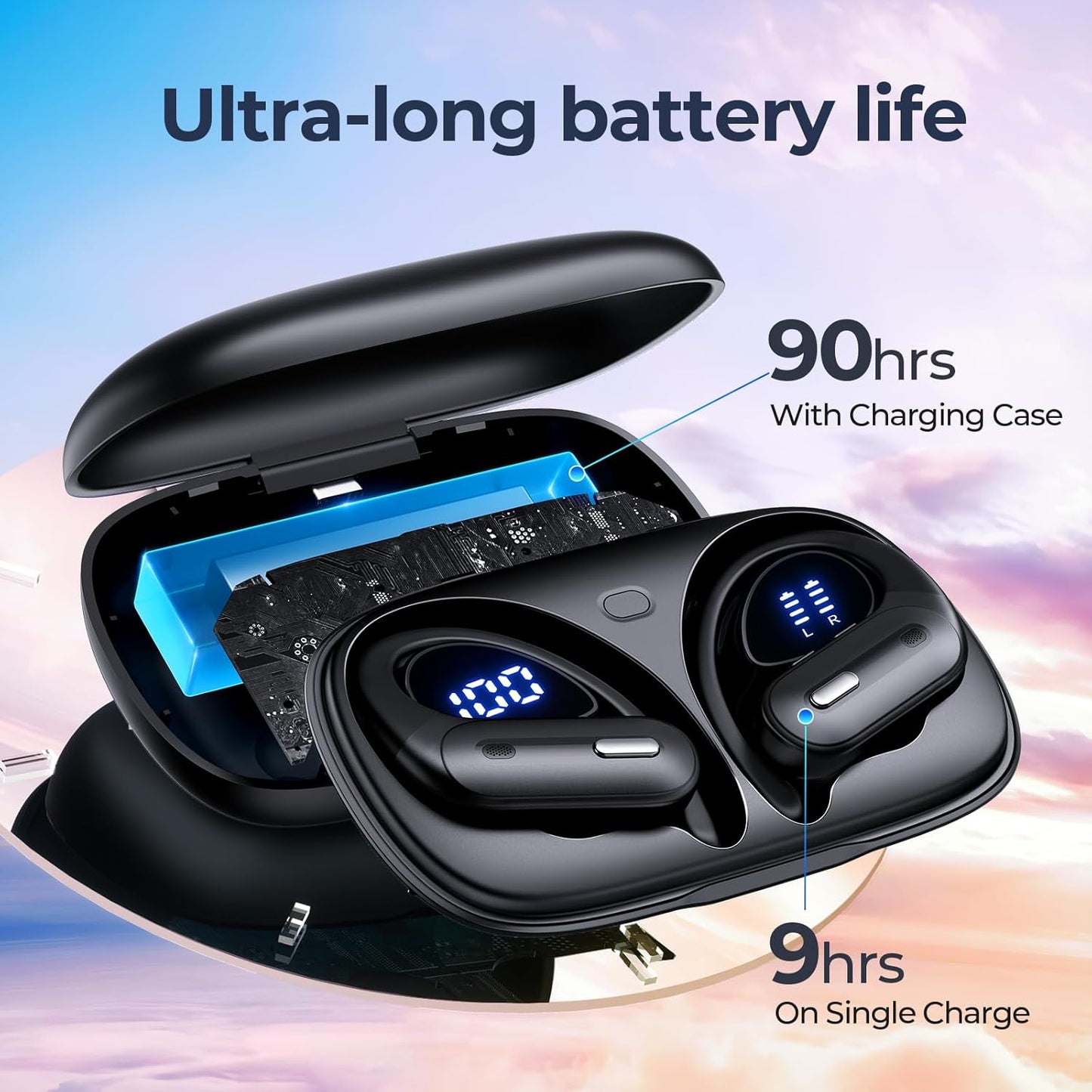 Wireless Earbuds with LED Power Display – Bluetooth 5.3, 35H Playback, IPX7 Waterproof, 3.3g Ultra-Light for Running, Work, Travel Z1NGB1RD（副本）（副本）