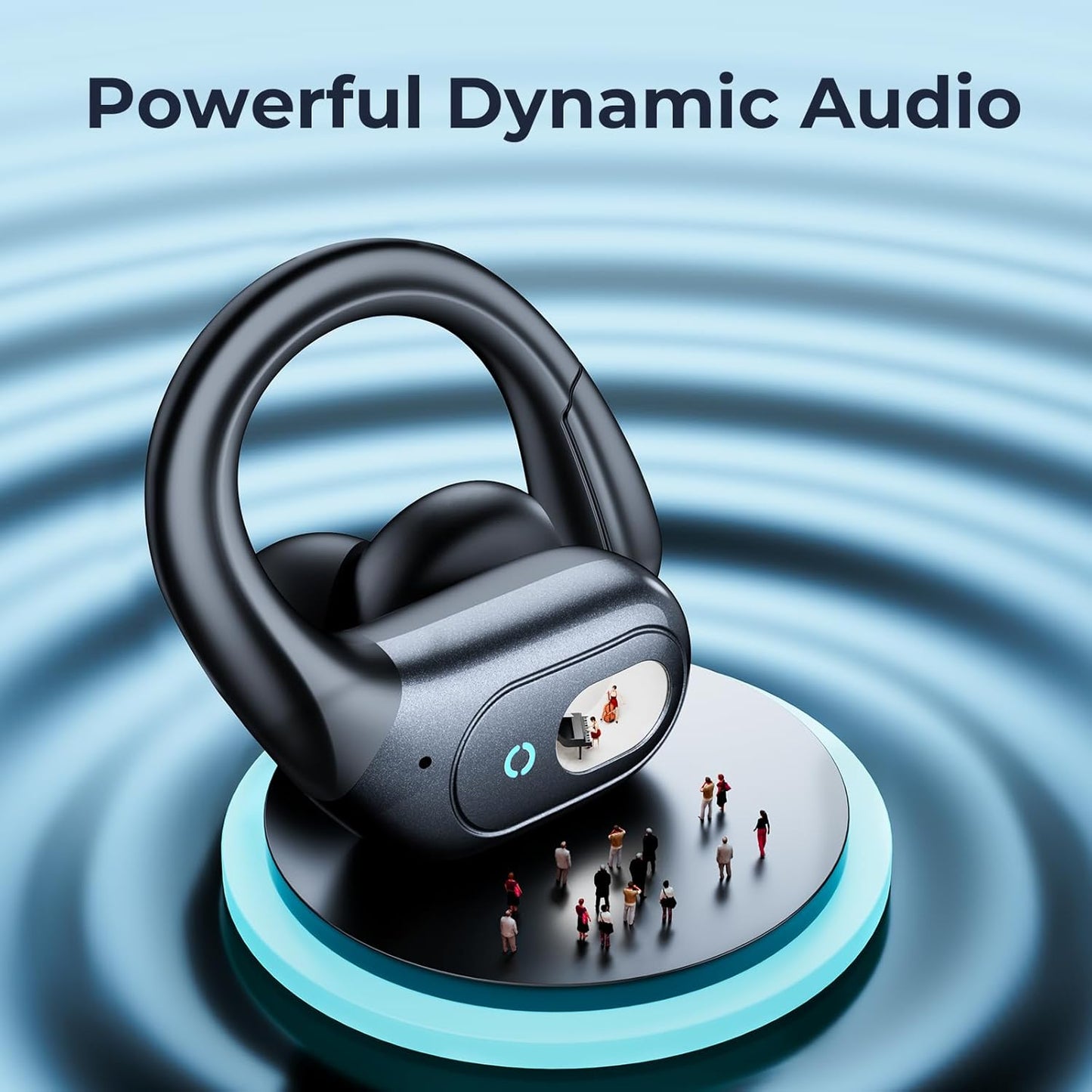 occiam Active Noise Cancelling Ear Buds Wireless Earbuds Bluetooth Headphones with 90Hrs Playback Stereo Bass Over-Ear Hooks IPX7 Waterproof Earphones for Sports Gym Running Workout Black