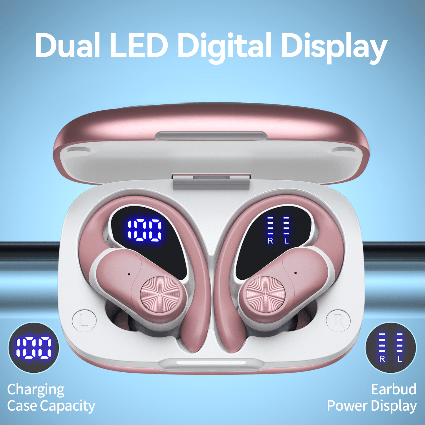 Veatool Wireless Earbuds,Open Ear Headset with Microphone Touch Control,Bluetooth 5.4,High-Fidelity Stereo Earphones for Sports and Work
