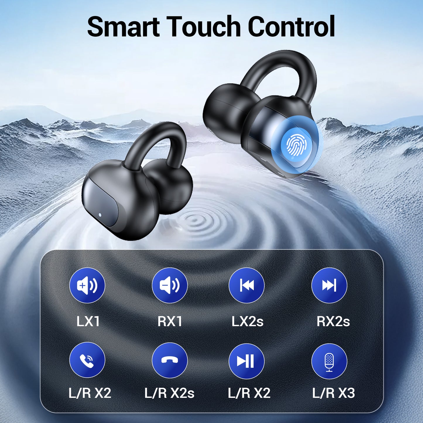 Open Ear Earbuds, Wireless Earbuds, Air Conduction Headphones Bluetooth 5.4,Clip on Headphones with Mic 60H Playtime,Light Weight, ENC Clear Calls, 3D Soundstage,IPX7 Waterproof for Running/Workout