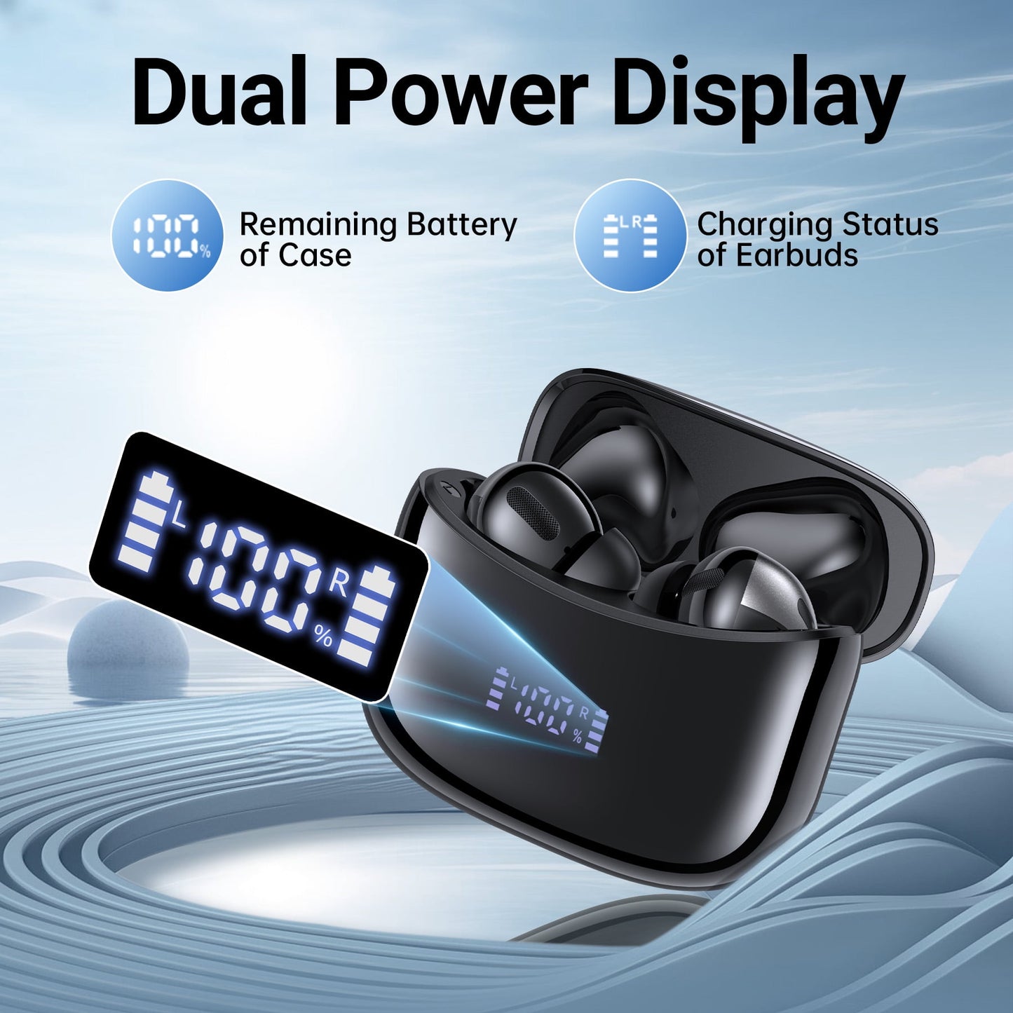 Wireless Earbuds, Bluetooth Headset with Microphone Touch Control , Waterproof, High-Fidelity Stereo Earphones，Support wireless charging earbuds，Compatible with iPhone 13 Pro Max XS Samsung Android