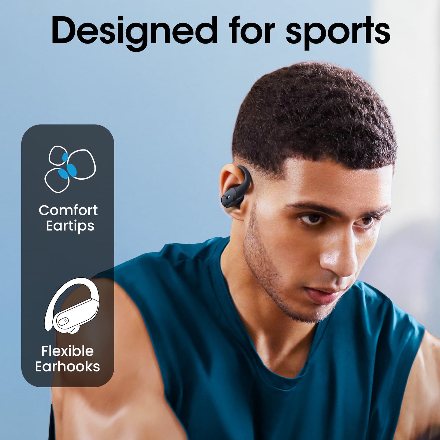 VEAT00L Wireless Earbud, 80Hrs Bluetooth 5.3 Headphones IP7 Waterproof for Sport, Running Wireless Earphones with ENC Noise Cancelling Mics, Deep Bass Over Ear bud with Earhooks for Android, iOS