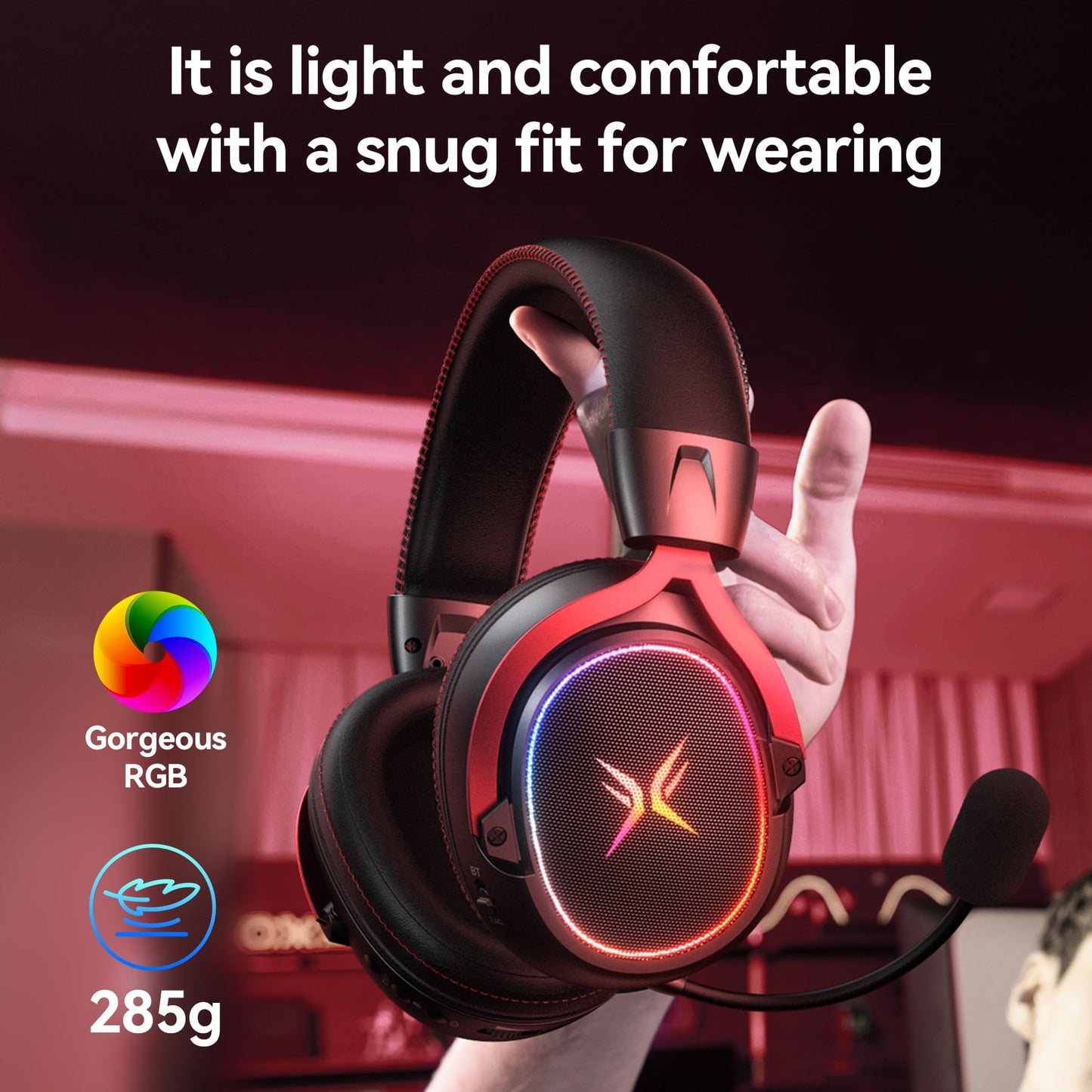 TAGRY K3 Wireless Gaming Headset: 2.4GHz/Bluetooth, 7.1 Surround Sound, 70H Playtime, ENC Mic, Over-Ear