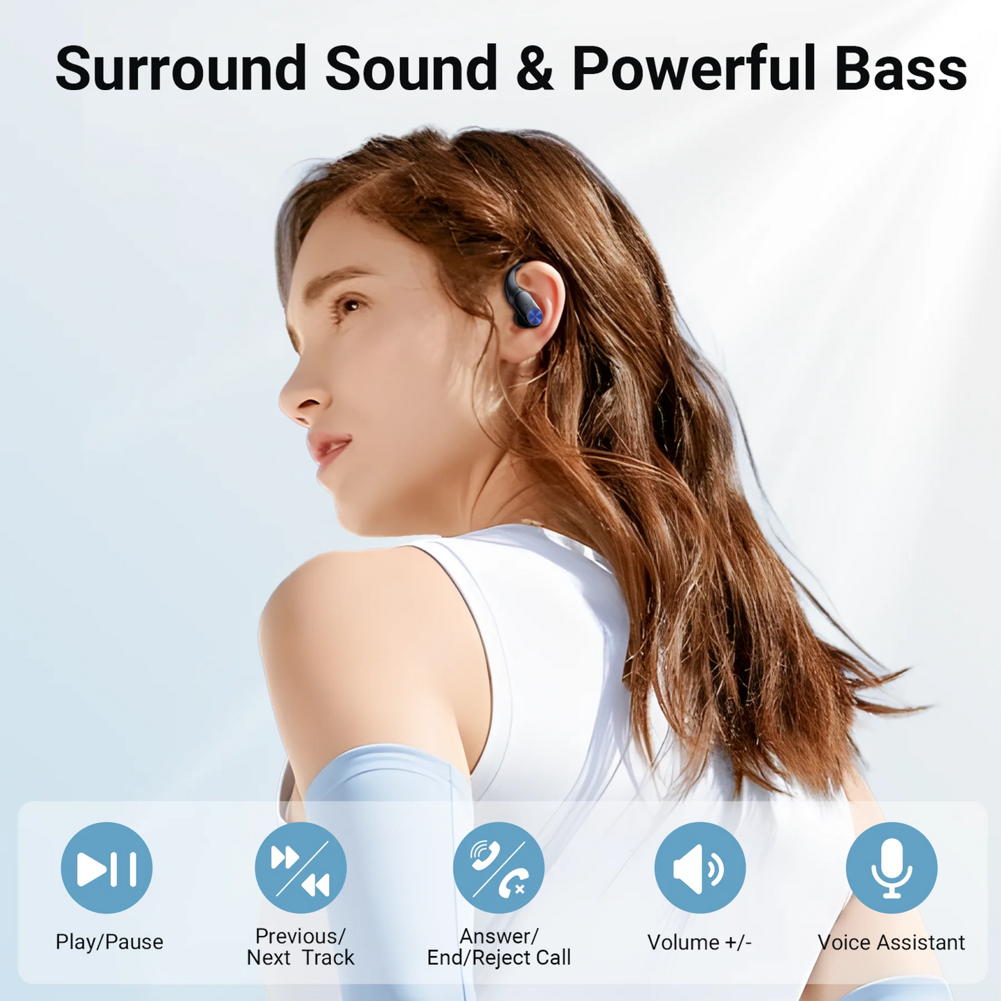 VEAT00L V6 Bluetooth Headphones Wireless Earbuds 88Hrs Playback Sport Ear Buds with Earhook Digital Display Charging Case IPX7 Waterproof Earbud Deep Bass Running Earphones for iOS Android Cellphone