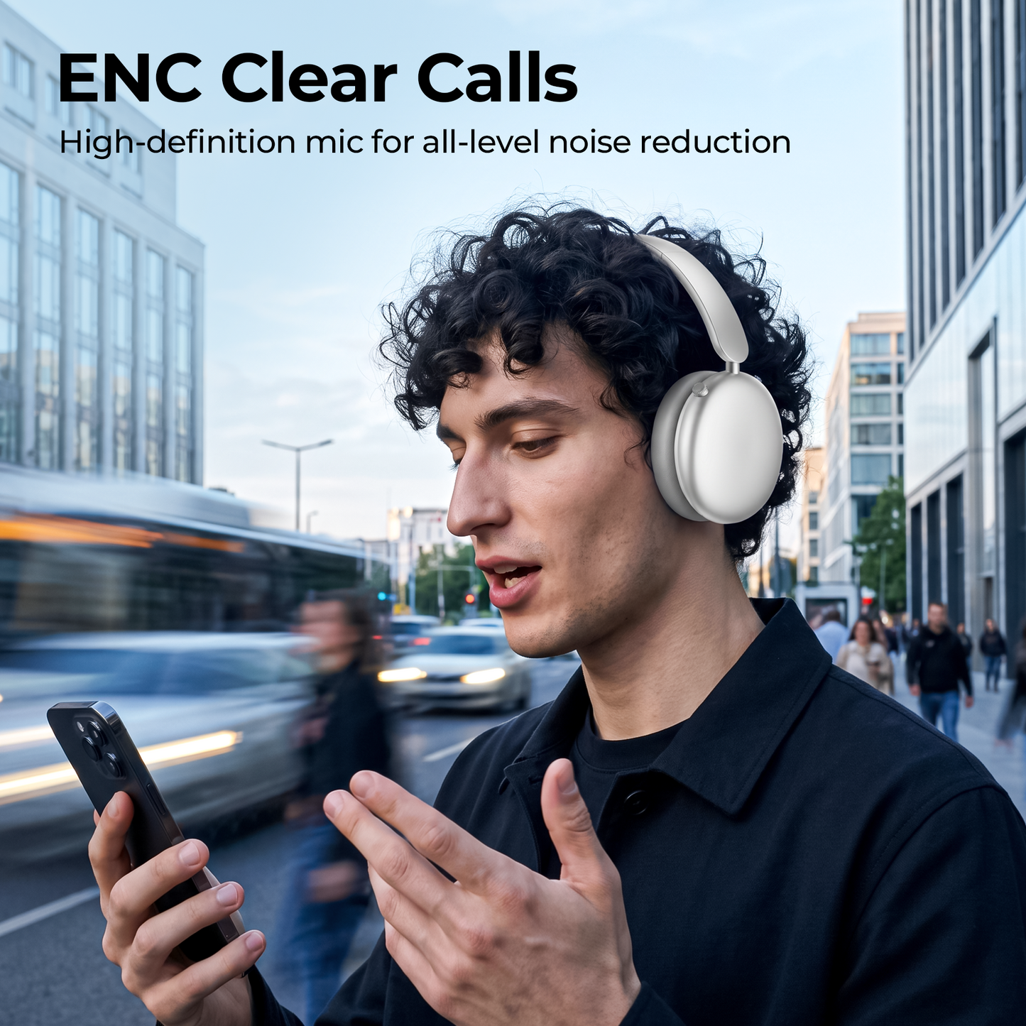Active Noise Cancelling Headphones,60H Playtime Bluetooth 6.0 Wireless Headphones with Hi-Res Audio