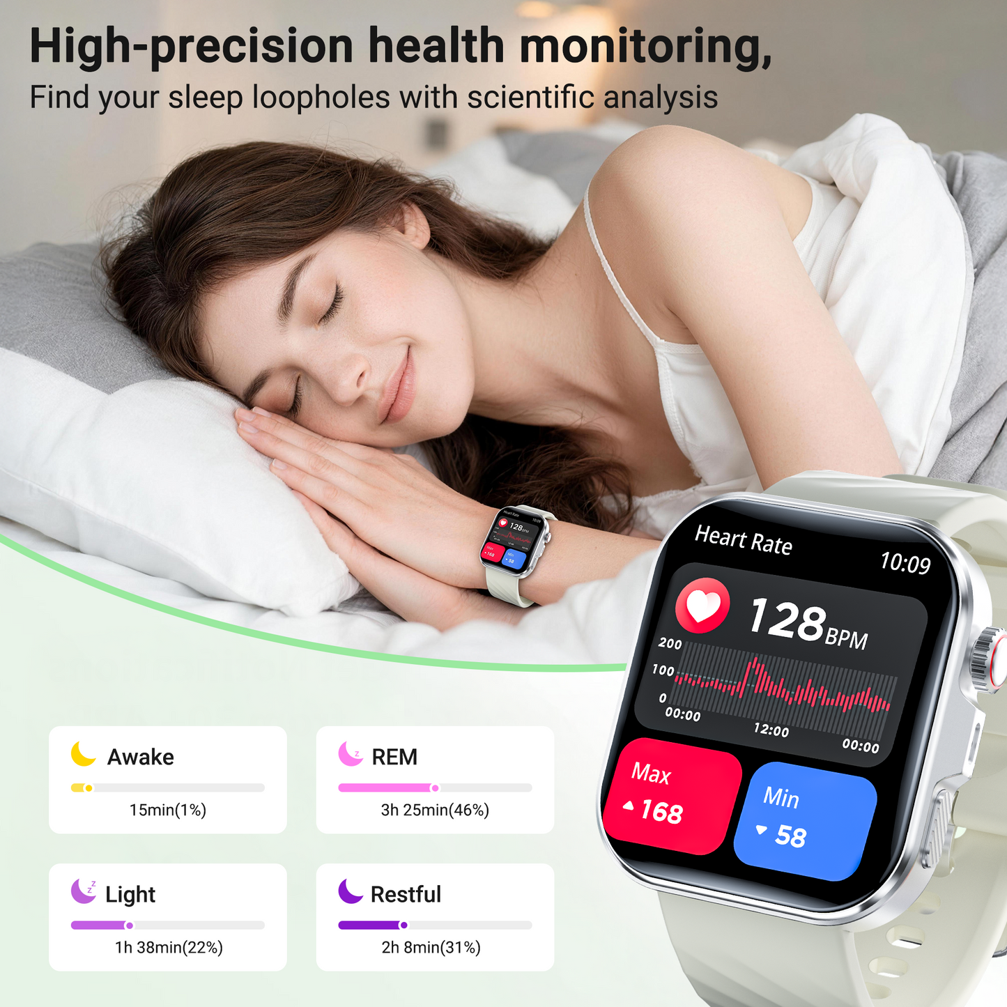 Smart Watch, IP68 Waterproof, 2.01" Display, Bluetooth Calling, 180+ Sports Modes, Fitness Tracker for Men Women