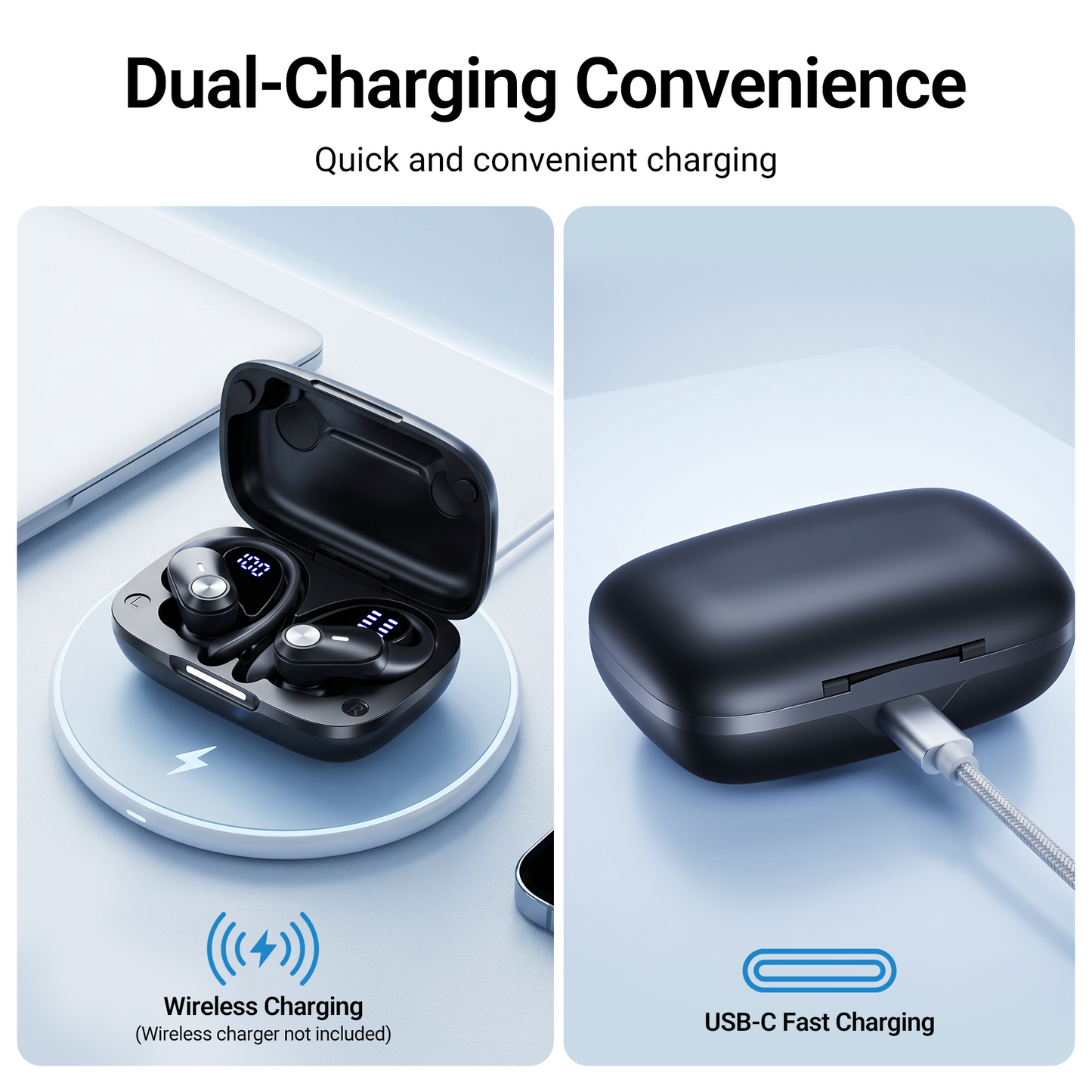 Wireless Earbuds, Bluetooth Headset with Microphone Touch Control , Waterproof, High-Fidelity Stereo Earphones，Support wireless charging earbuds，Compatible with iPhone 13 Pro Max XS Samsung Android