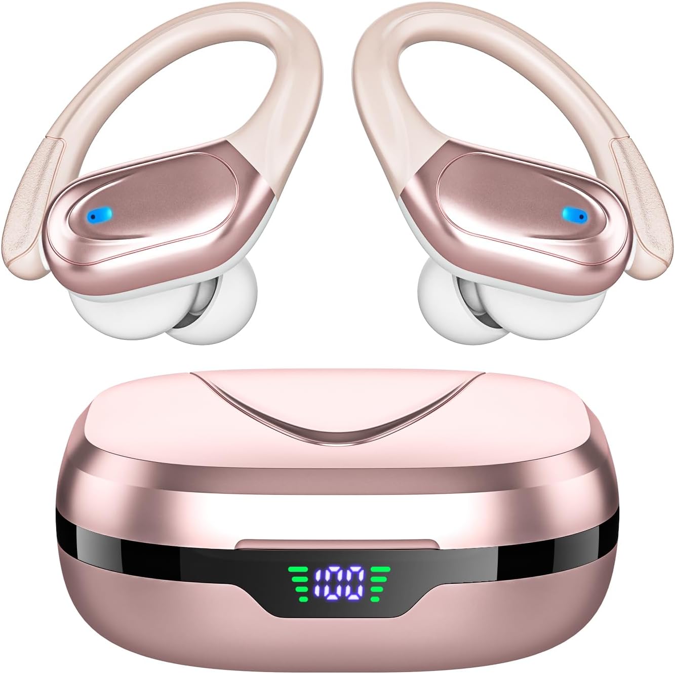 VEAT00L Wireless Earbud, 80Hrs Bluetooth 5.3 Headphones IP7 Waterproof for Sport, Running Wireless Earphones with ENC Noise Cancelling Mics, Deep Bass Over Ear bud with Earhooks for Android, iOS