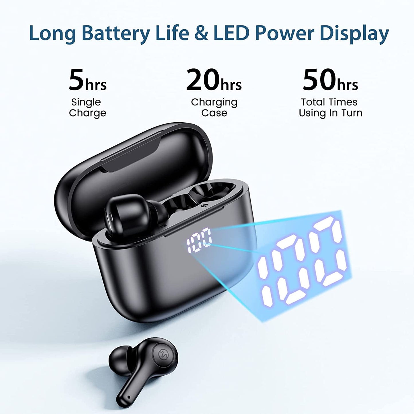 Bluetooth Headphones, True Wireless Earbuds with Wireless Charging Case, Waterproof Touch Control Stereo in-Ear Headset for iPhone 13 Pro Max XS XR Samsung Android